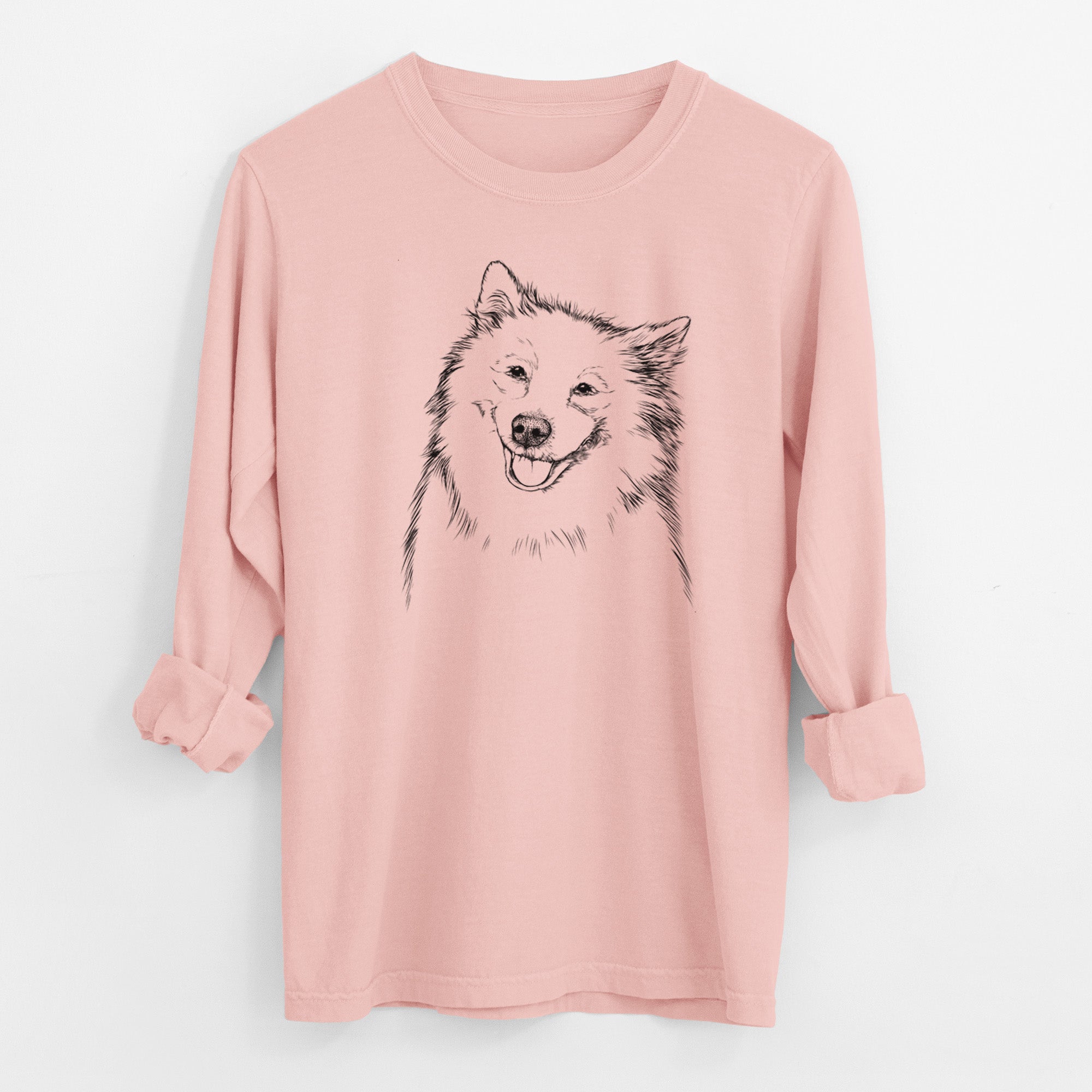 Bare Caico the Samoyed - Men's Heavyweight 100% Cotton Long Sleeve