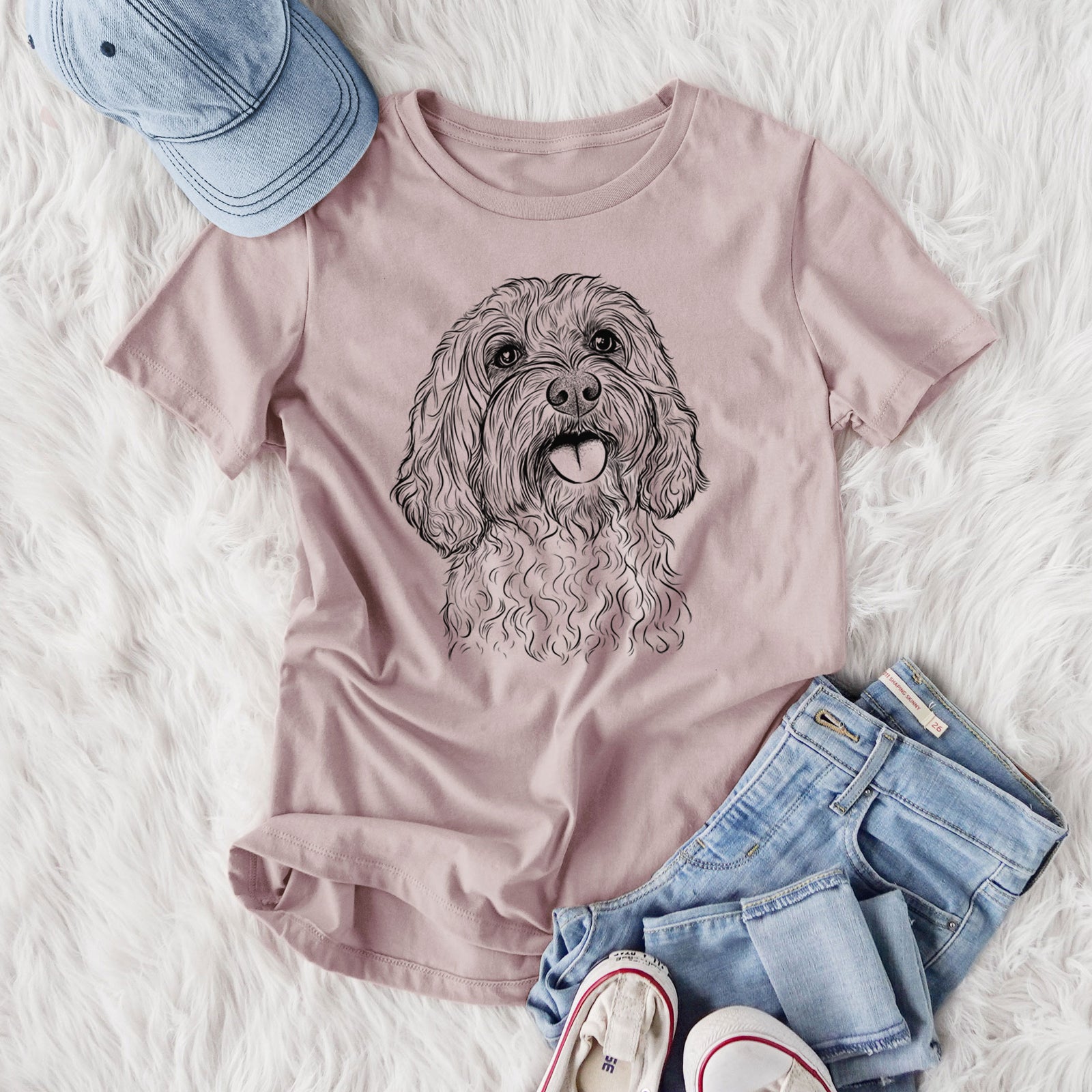 Bare Cali the Cavapoo - Women's Lightweight Relaxed Fit 100% Cotton Crewneck