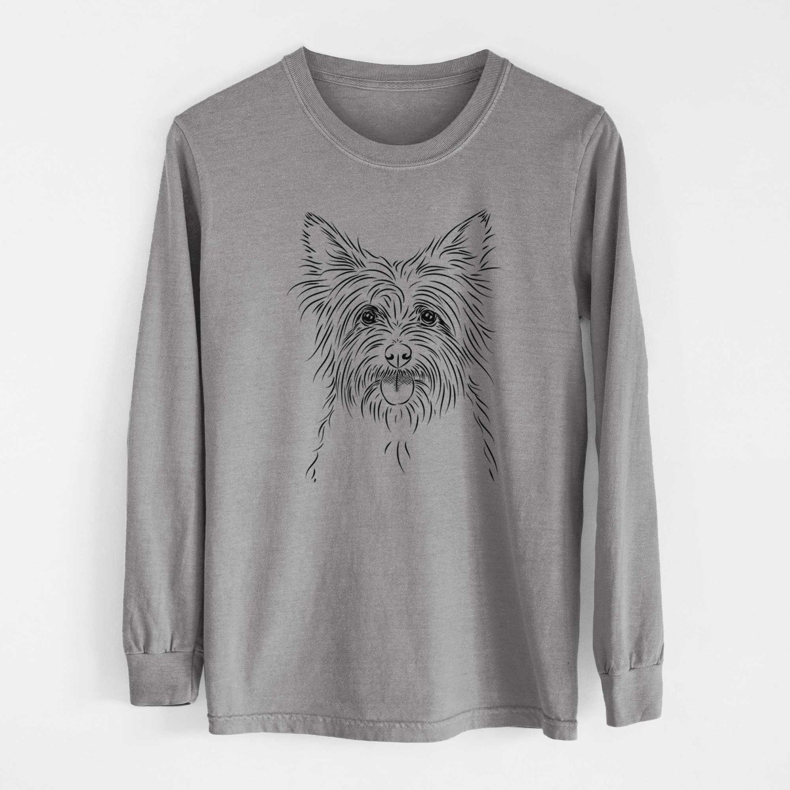 Bare Calum the Cairn Terrier - Men's Heavyweight 100% Cotton Long Sleeve