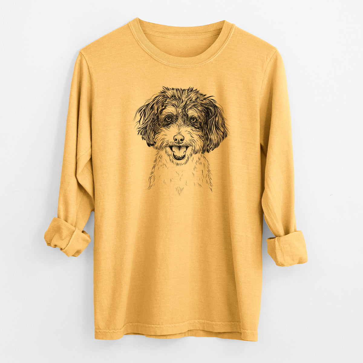 Bare Carlos the Cavapoo - Men's Heavyweight 100% Cotton Long Sleeve