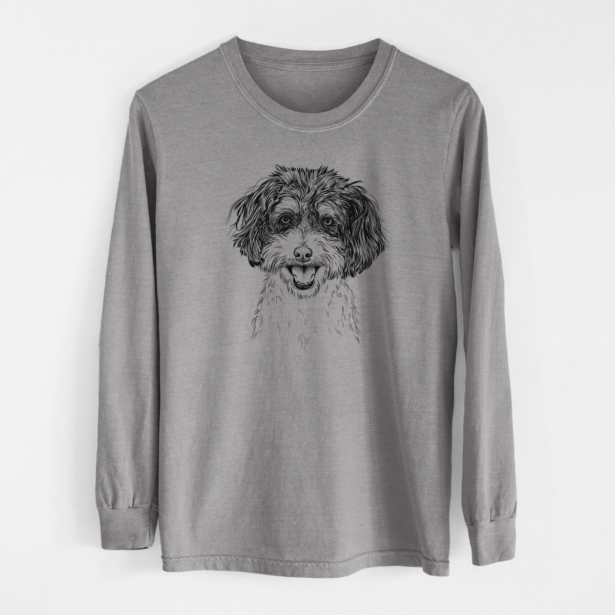 Bare Carlos the Cavapoo - Men's Heavyweight 100% Cotton Long Sleeve