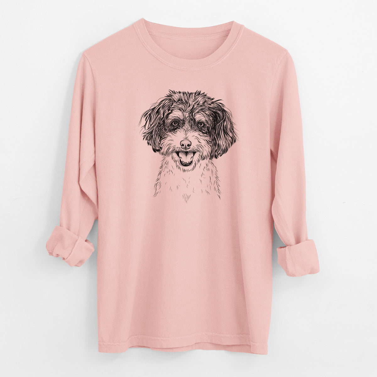 Bare Carlos the Cavapoo - Men's Heavyweight 100% Cotton Long Sleeve