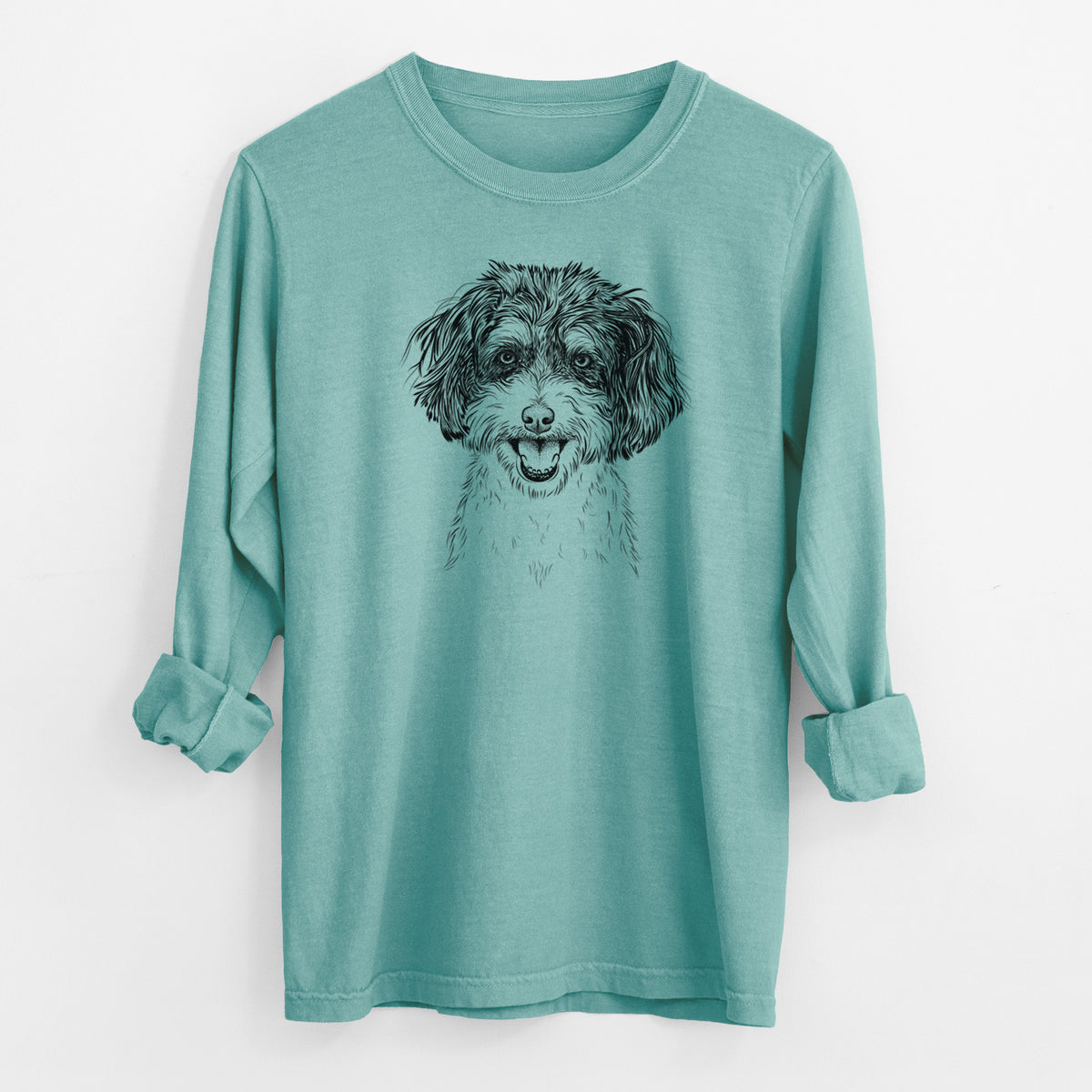 Bare Carlos the Cavapoo - Men's Heavyweight 100% Cotton Long Sleeve