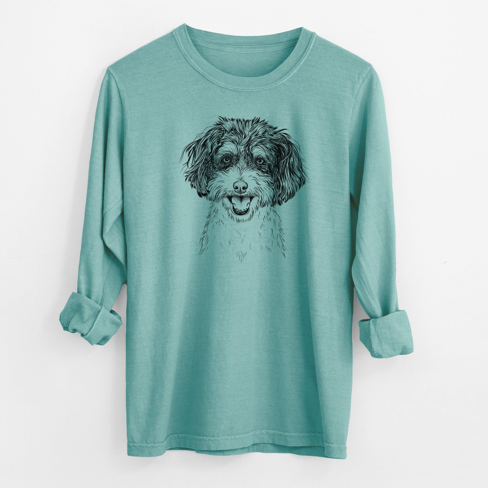 Bare Carlos the Cavapoo - Men's Heavyweight 100% Cotton Long Sleeve