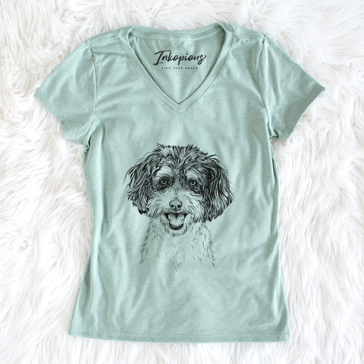 Bare Carlos the Cavapoo - Women&#39;s V-neck Shirt