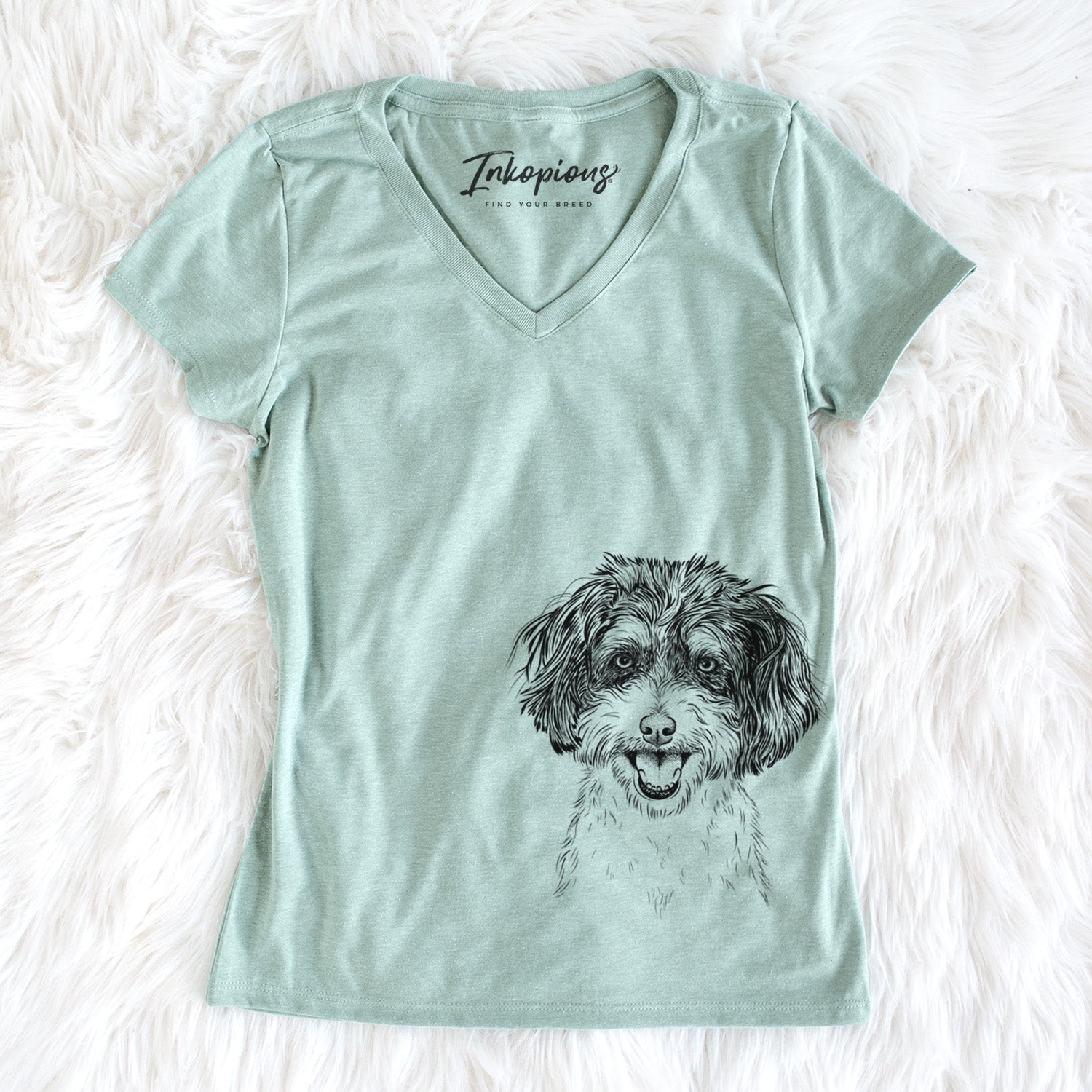 Bare Carlos the Cavapoo - Women's V-neck Shirt