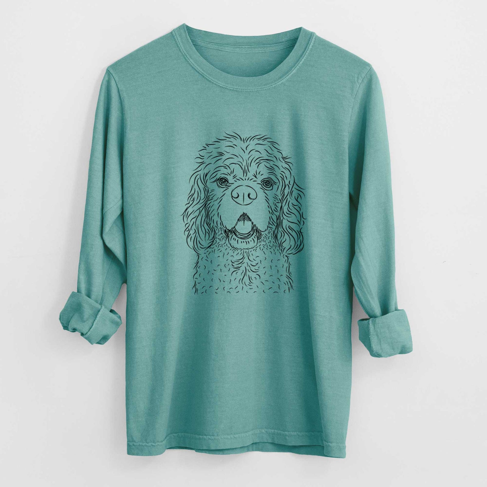 Bare Casey the American Cocker Spaniel - Men's Heavyweight 100% Cotton Long Sleeve