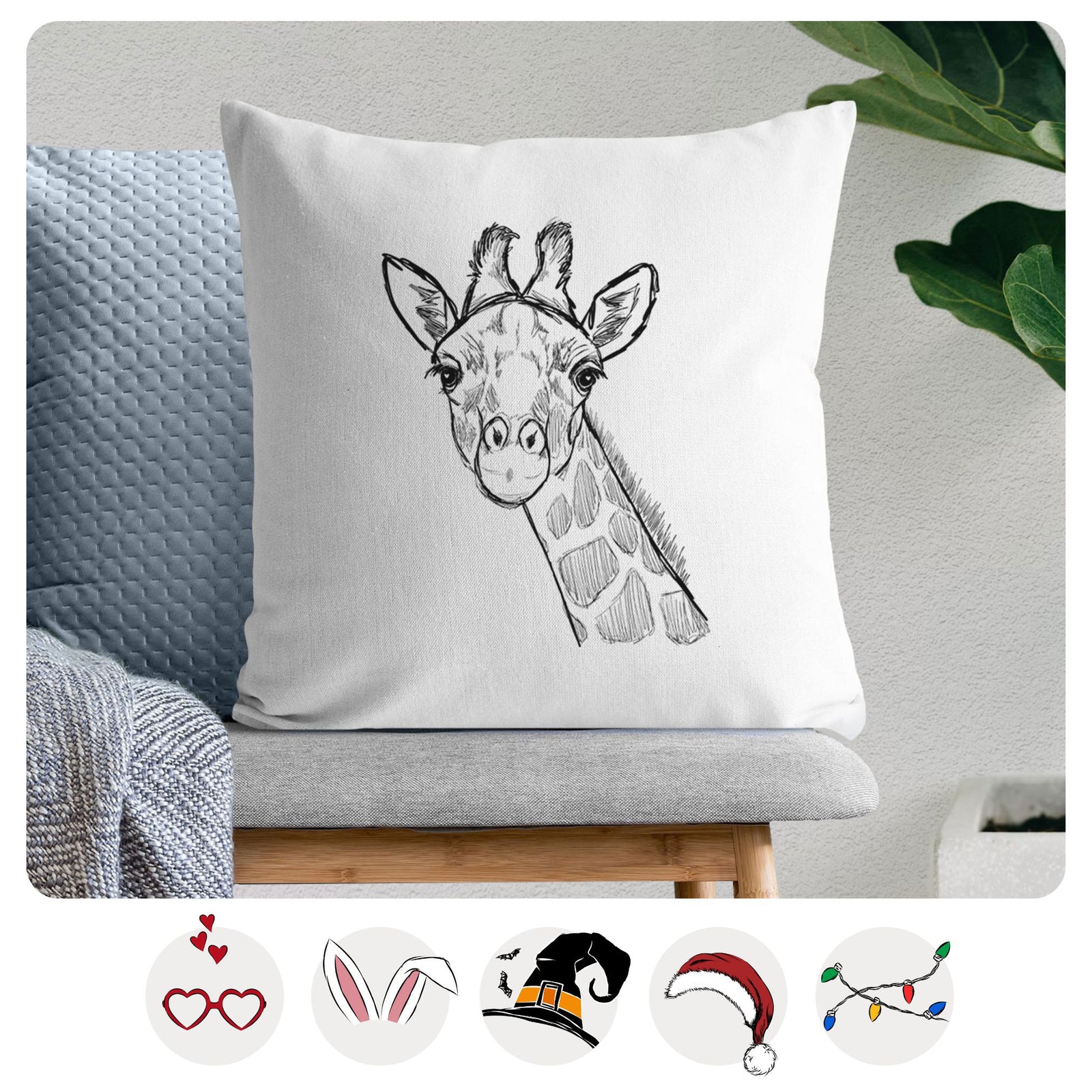 Cedrick the Giraffe - Throw Pillow Cover