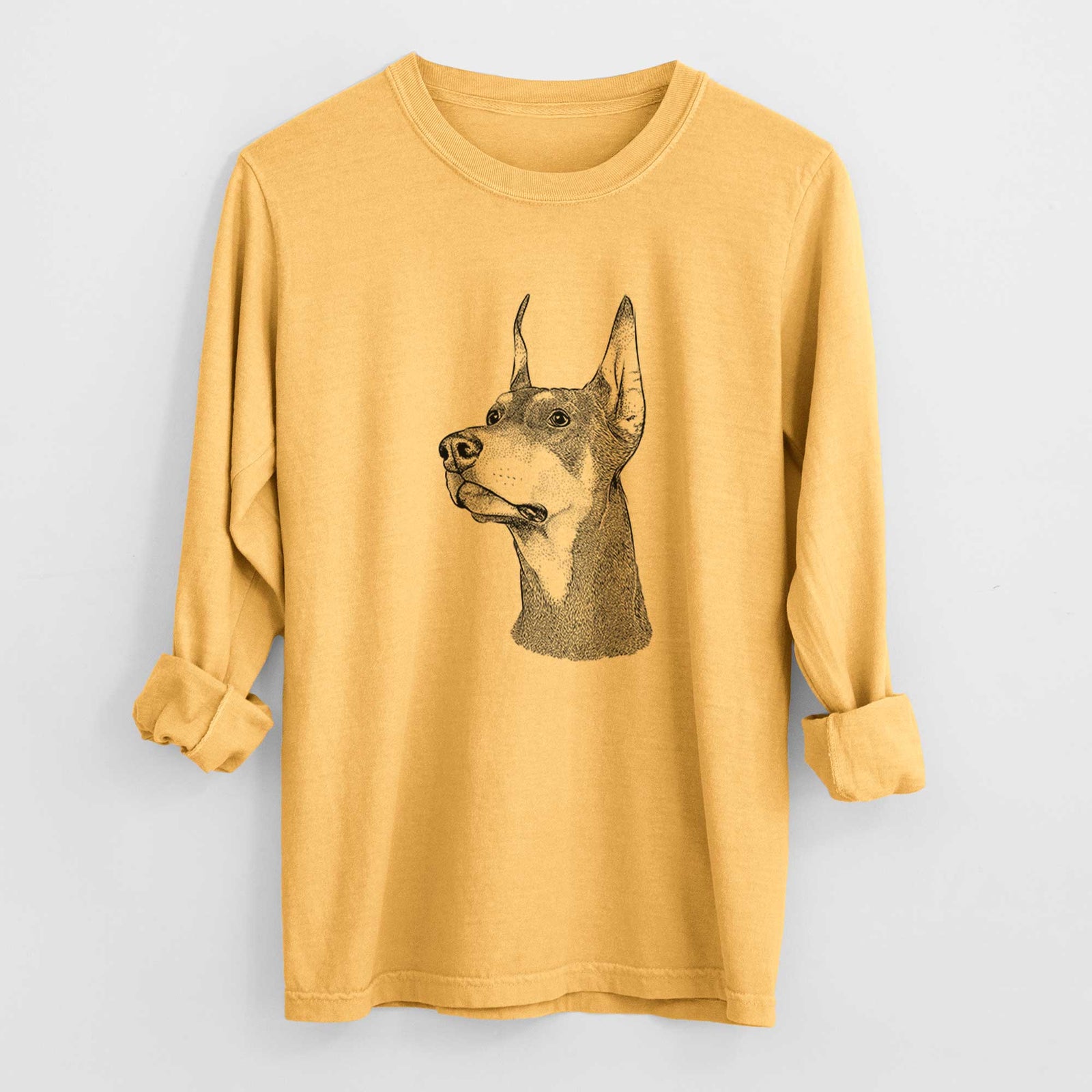 Bare Cenza the Doberman Pinscher - Men's Heavyweight 100% Cotton Long Sleeve