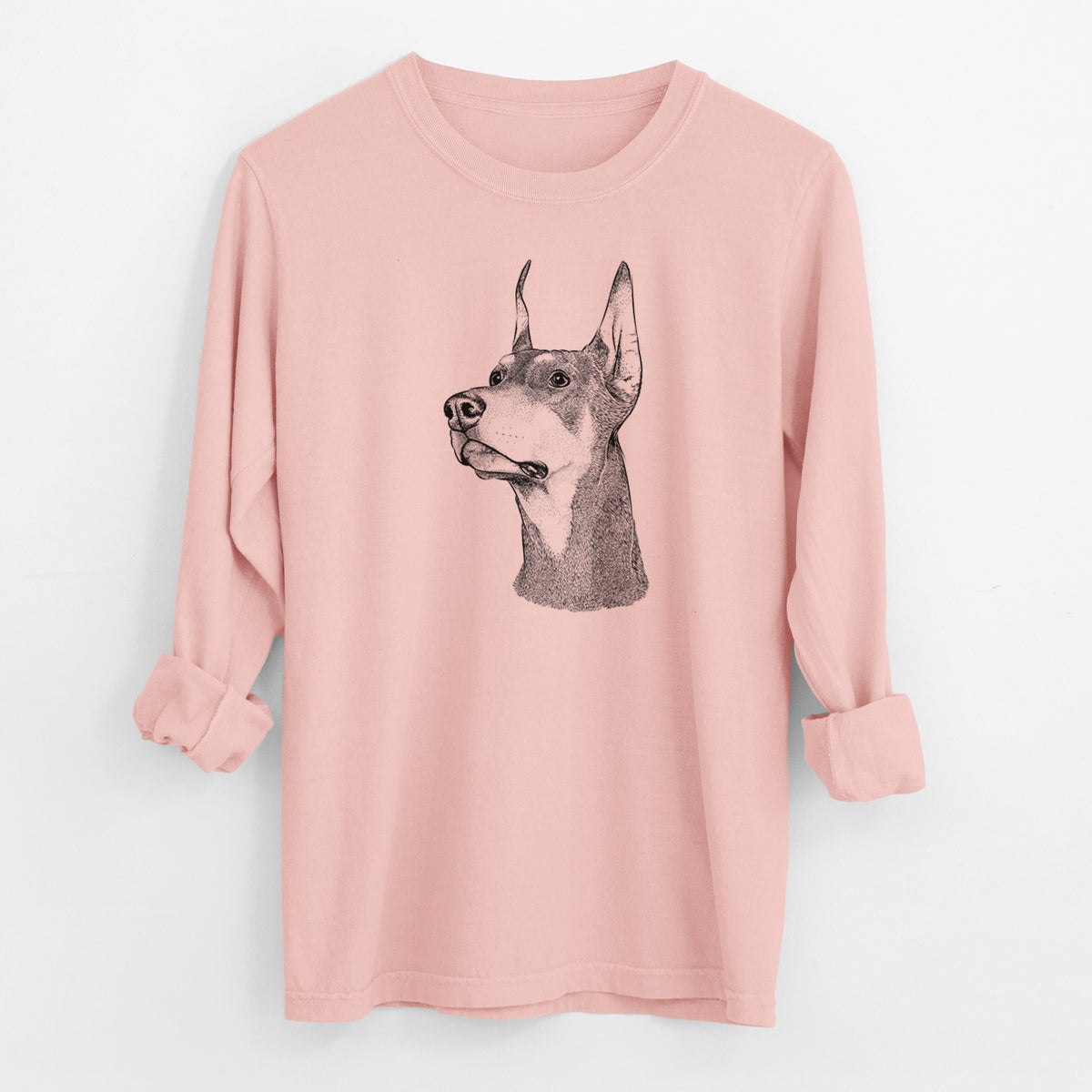 Bare Cenza the Doberman Pinscher - Men's Heavyweight 100% Cotton Long Sleeve