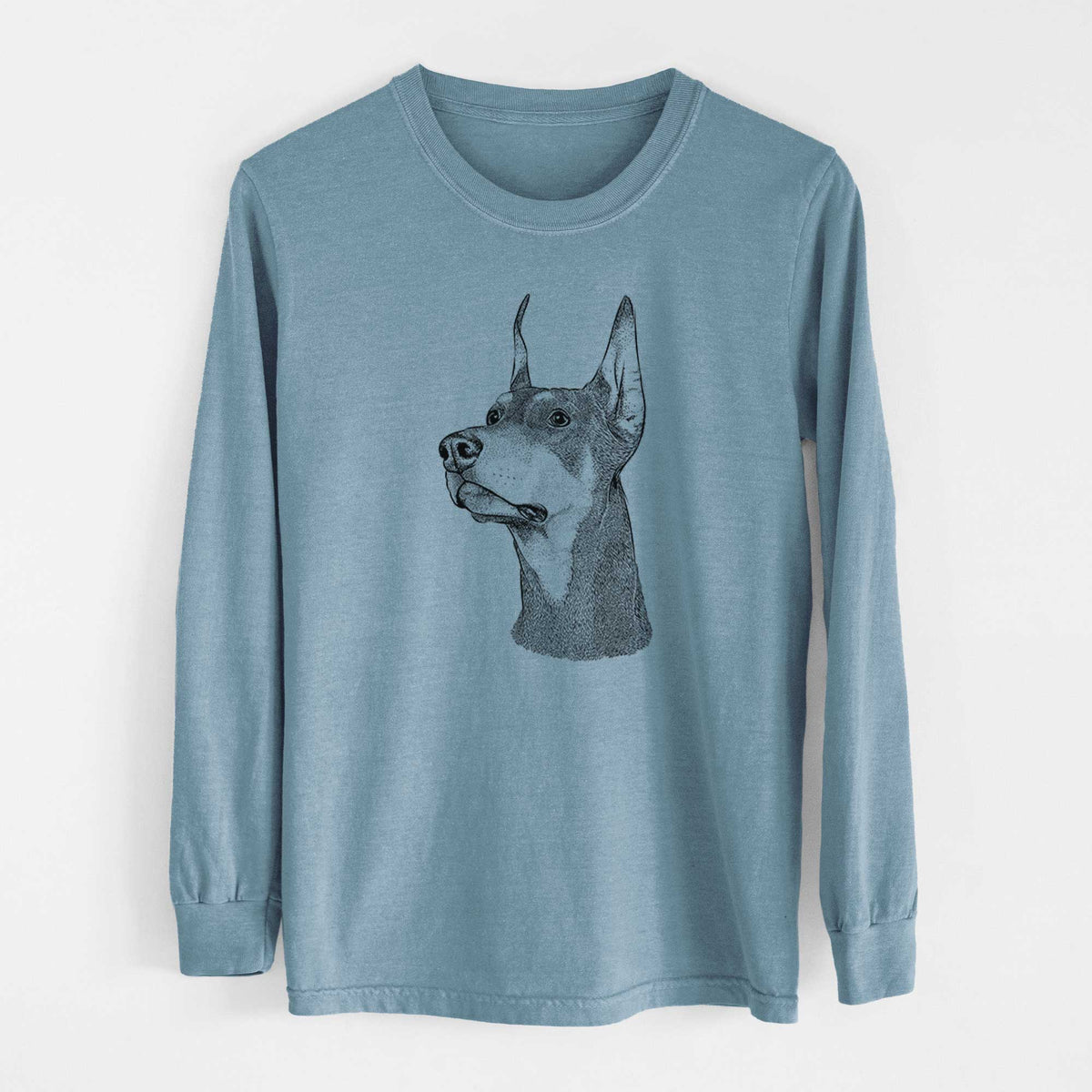 Bare Cenza the Doberman Pinscher - Men's Heavyweight 100% Cotton Long Sleeve