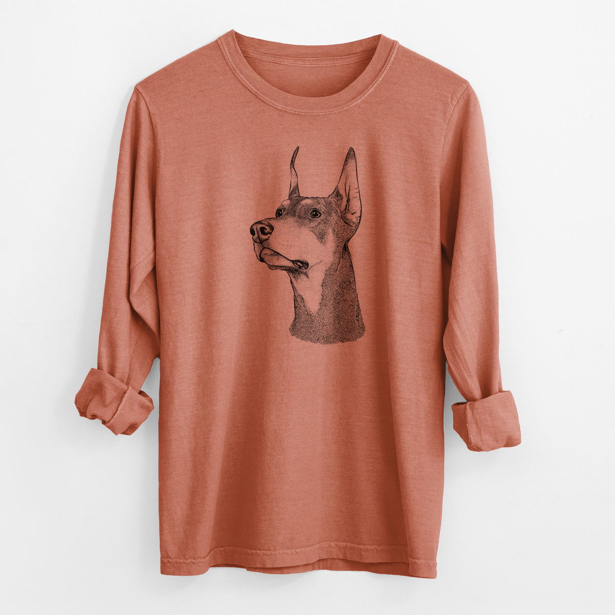 Bare Cenza the Doberman Pinscher - Men's Heavyweight 100% Cotton Long Sleeve