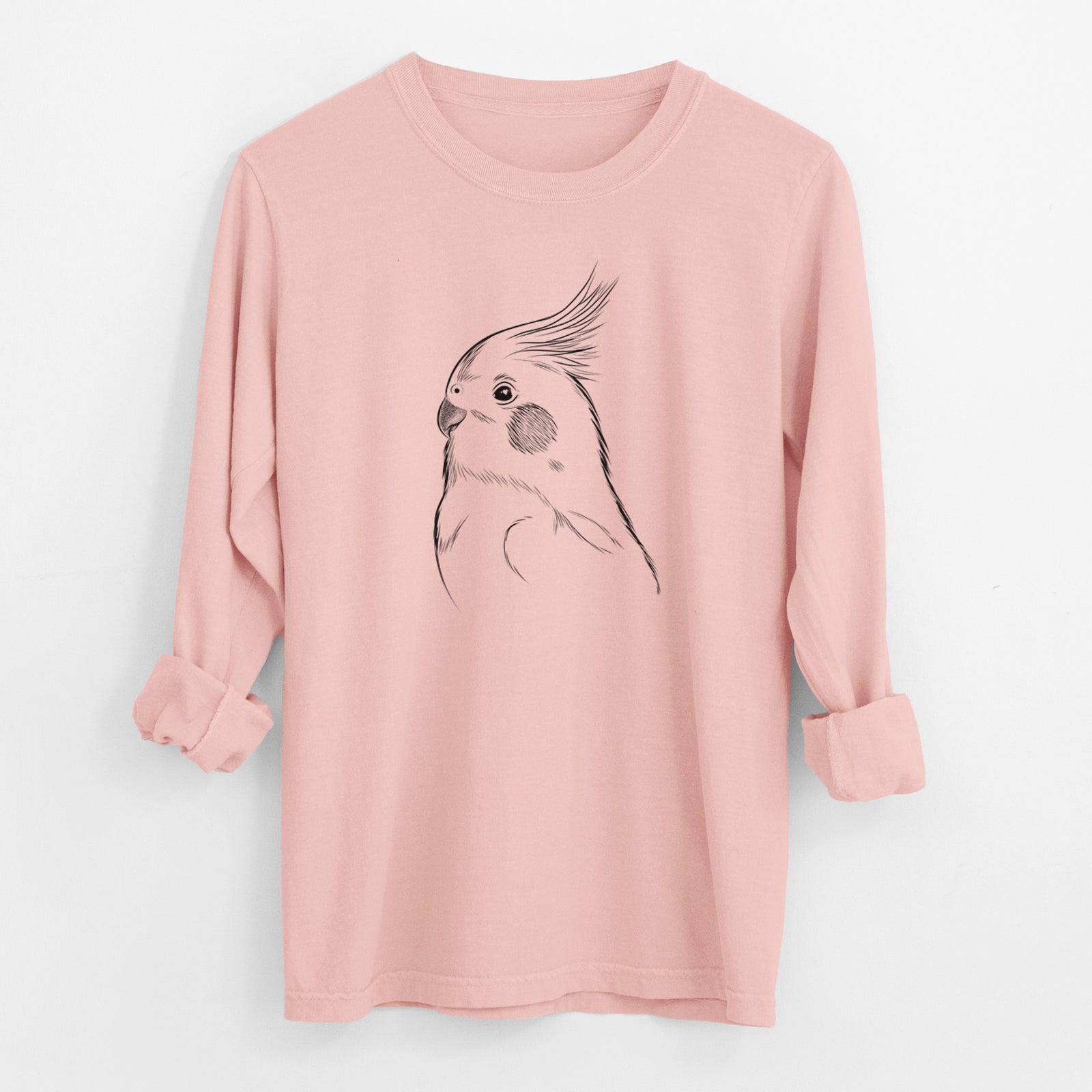 Bare Charlie the Cockatiel - Men's Heavyweight 100% Cotton Long Sleeve