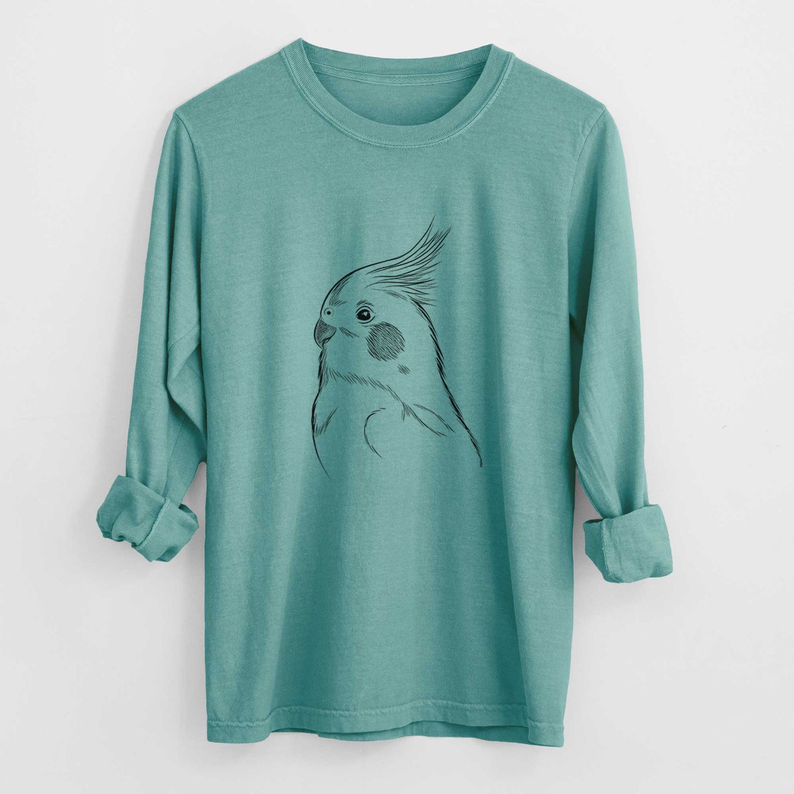 Bare Charlie the Cockatiel - Men's Heavyweight 100% Cotton Long Sleeve