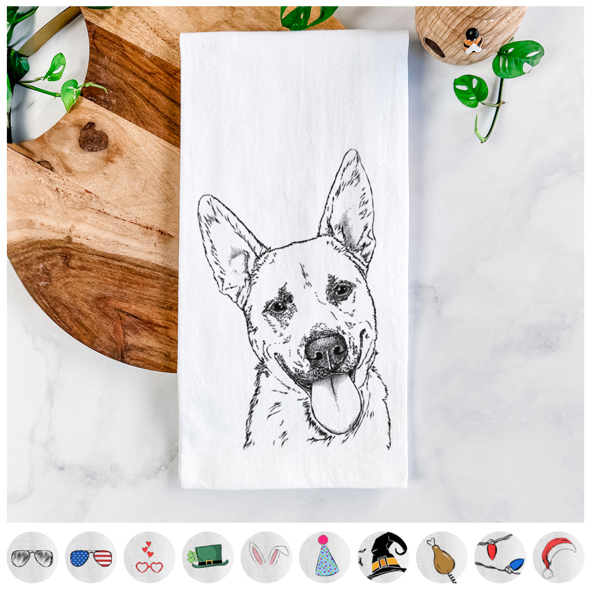 Charlie the Mixed Breed Tea Towel