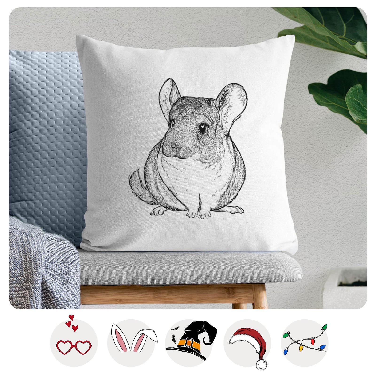 Cheddar the Chinchilla - Throw Pillow Cover