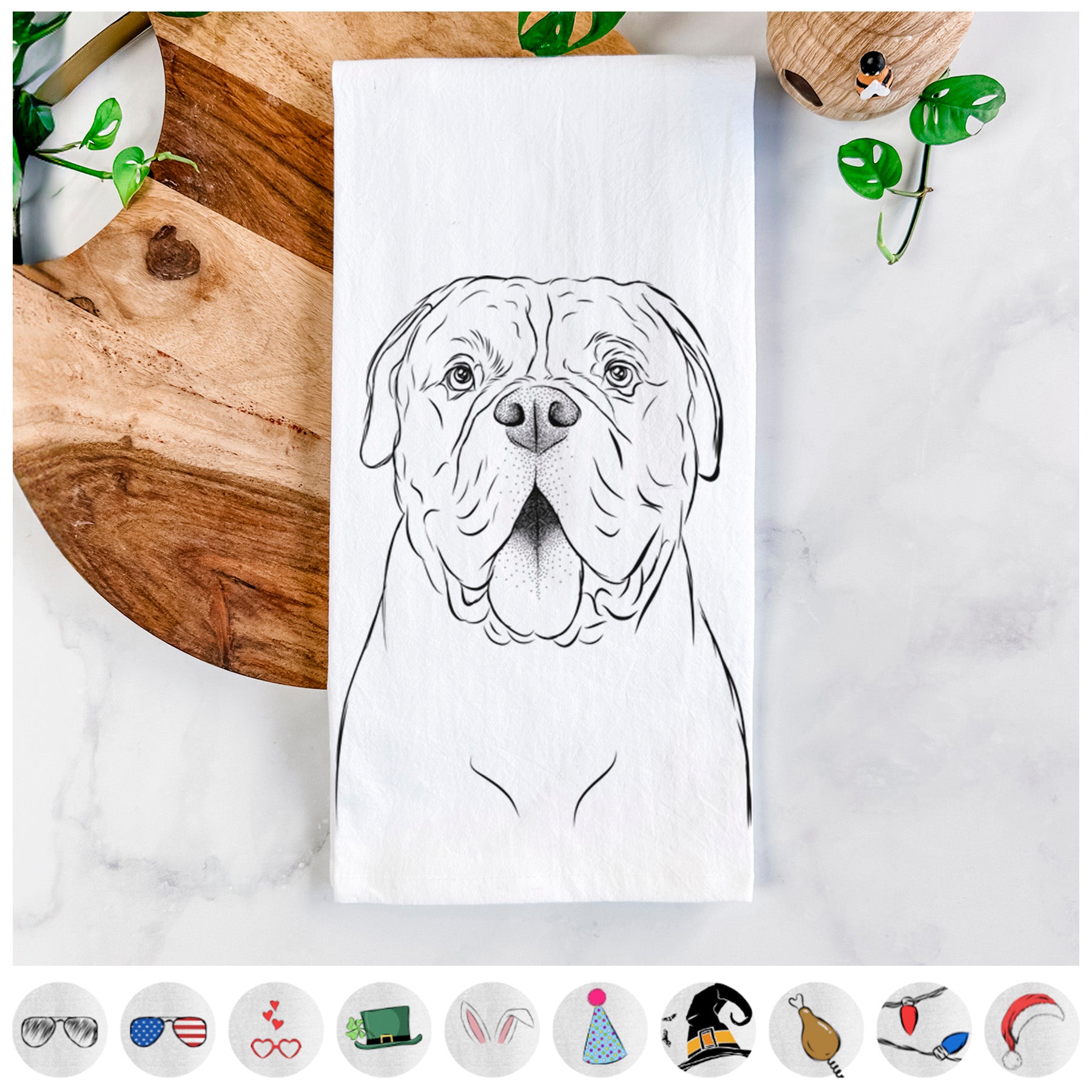 Chief the Boxer Bulldog Mix Tea Towel