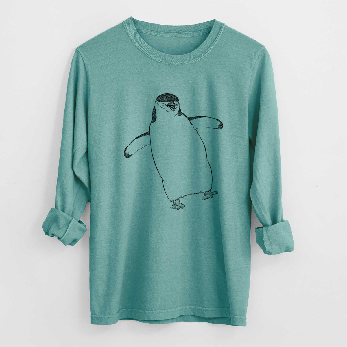 Bare Chive the Chinstrap Penguin - Men's Heavyweight 100% Cotton Long Sleeve