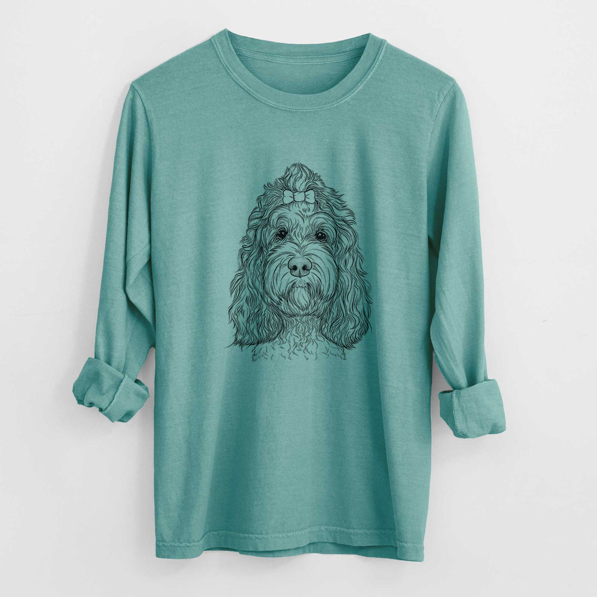 Bare Chloe the Cockapoo - Men&#39;s Heavyweight 100% Cotton Long Sleeve