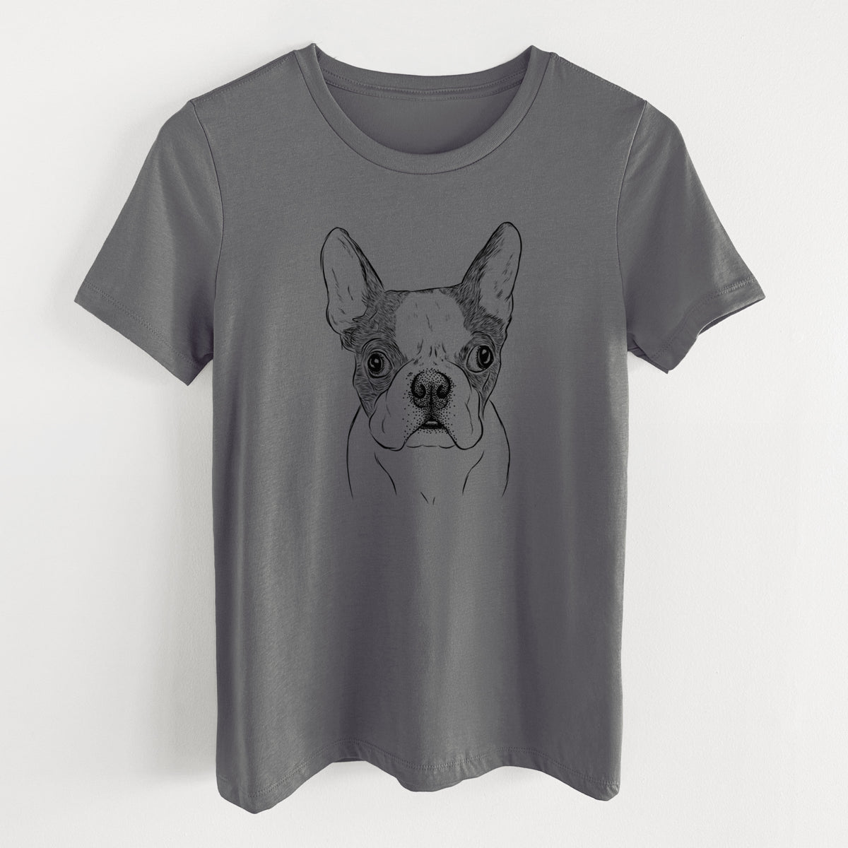 Bare Chocolate Chip the Boston Terrier - Women's Lightweight Relaxed Fit 100% Cotton Crewneck