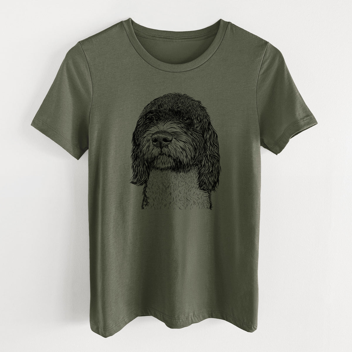 Bare Chris the Portuguese Water Dog - Women's Lightweight Relaxed Fit 100% Cotton Crewneck