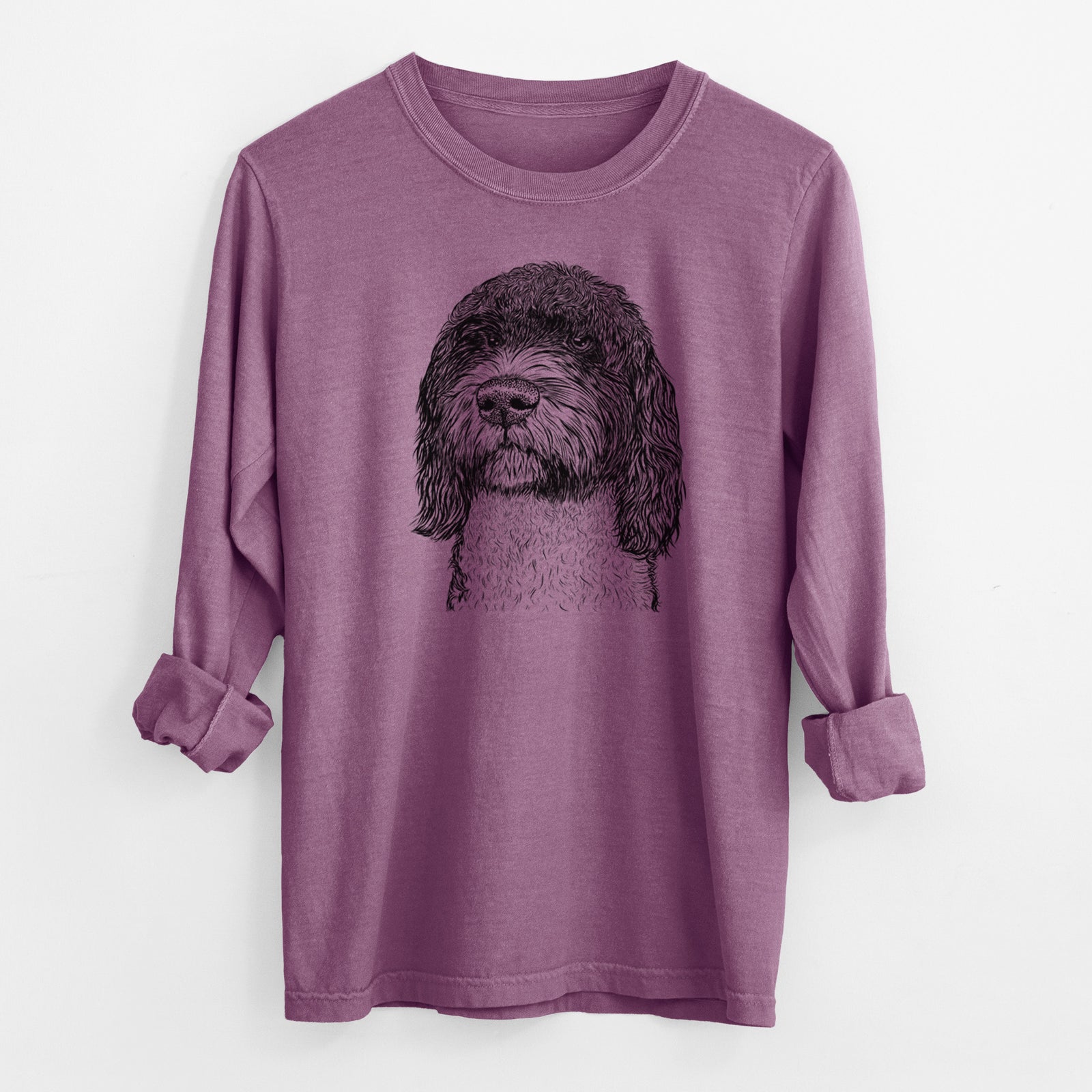 Bare Chris the Portuguese Water Dog - Men's Heavyweight 100% Cotton Long Sleeve