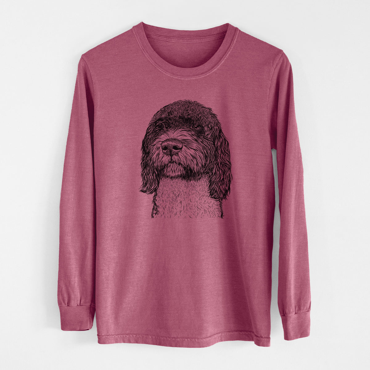 Bare Chris the Portuguese Water Dog - Men's Heavyweight 100% Cotton Long Sleeve