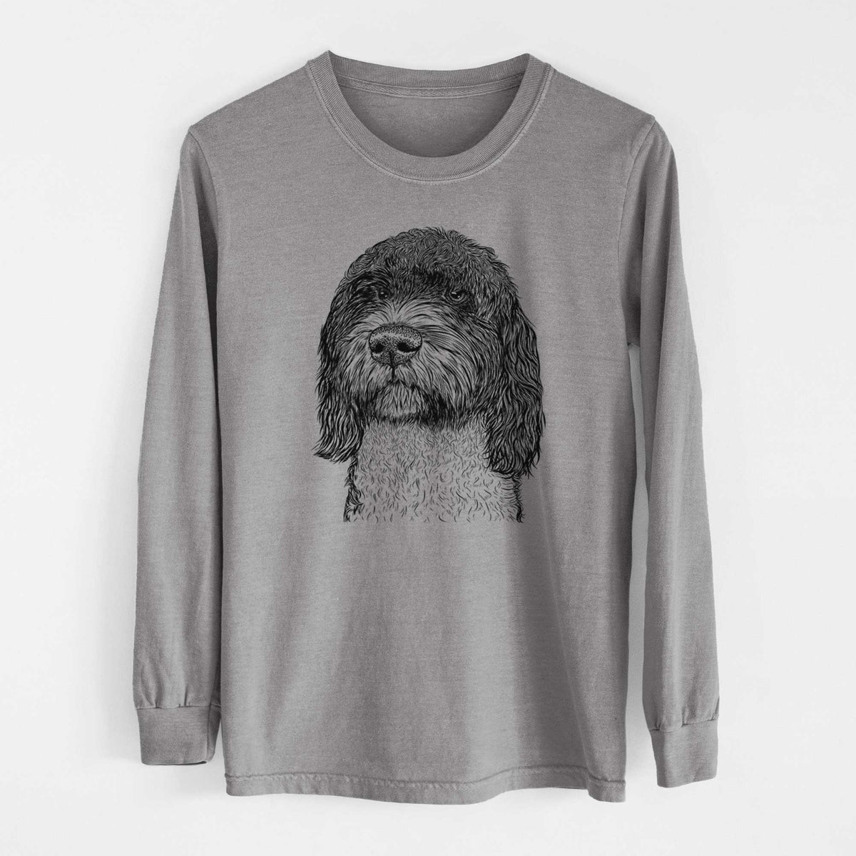 Bare Chris the Portuguese Water Dog - Men's Heavyweight 100% Cotton Long Sleeve