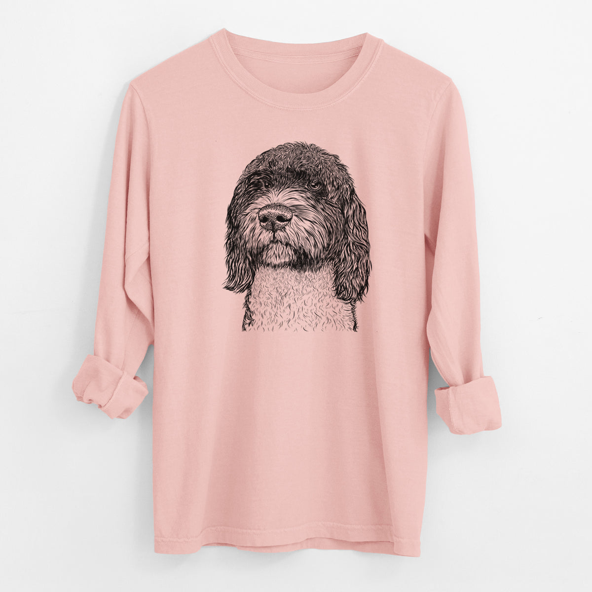 Bare Chris the Portuguese Water Dog - Men's Heavyweight 100% Cotton Long Sleeve