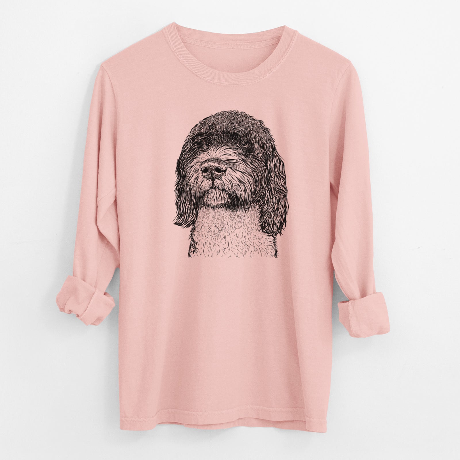 Bare Chris the Portuguese Water Dog - Men's Heavyweight 100% Cotton Long Sleeve