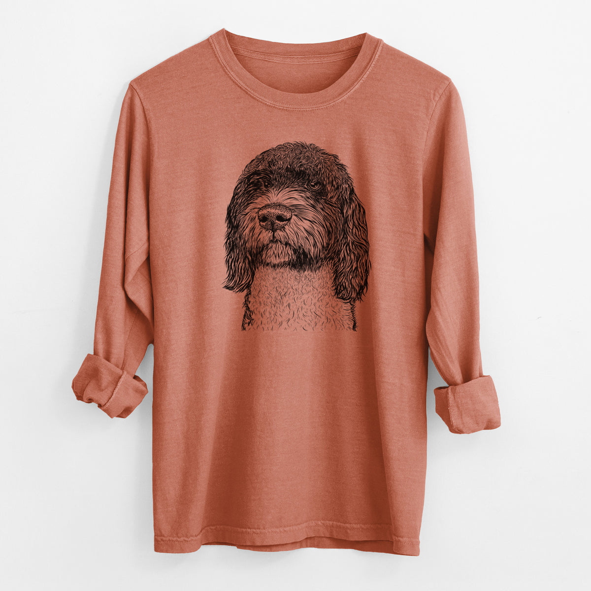 Bare Chris the Portuguese Water Dog - Men's Heavyweight 100% Cotton Long Sleeve