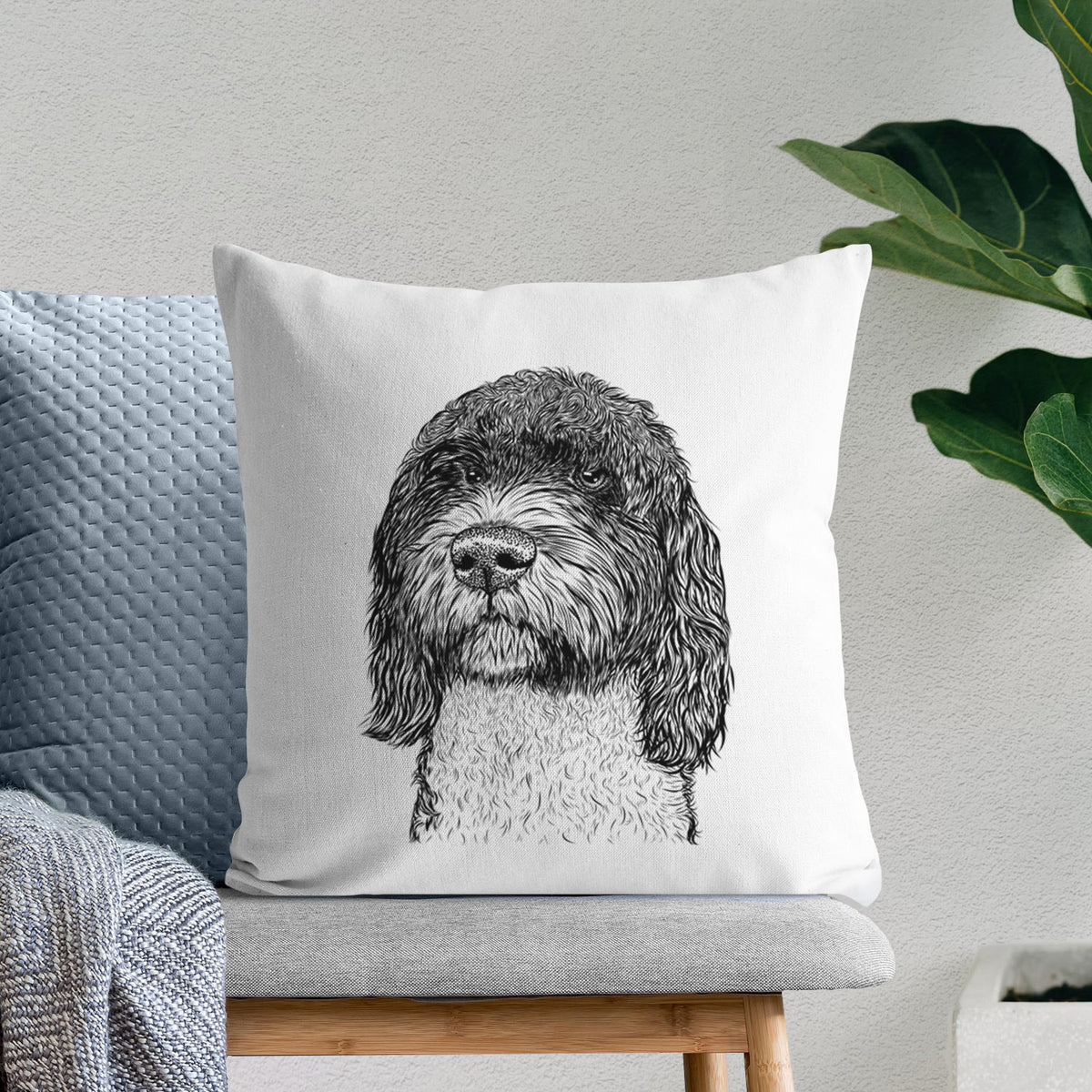 Chris the Portuguese Water Dog - Throw Pillow Cover