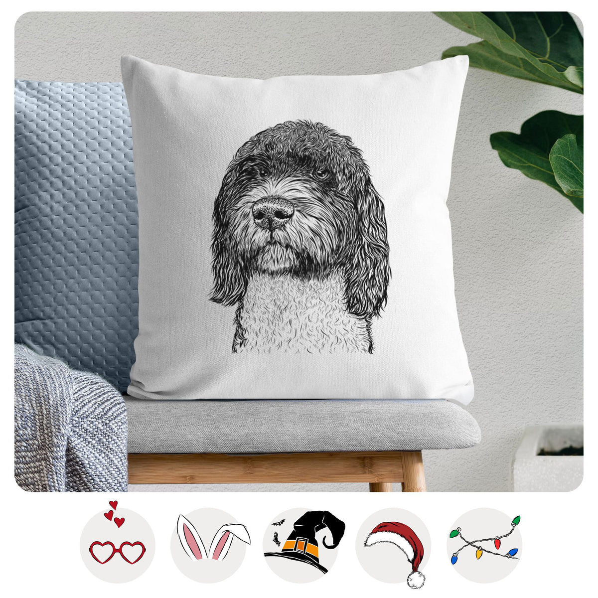 Chris the Portuguese Water Dog - Throw Pillow Cover