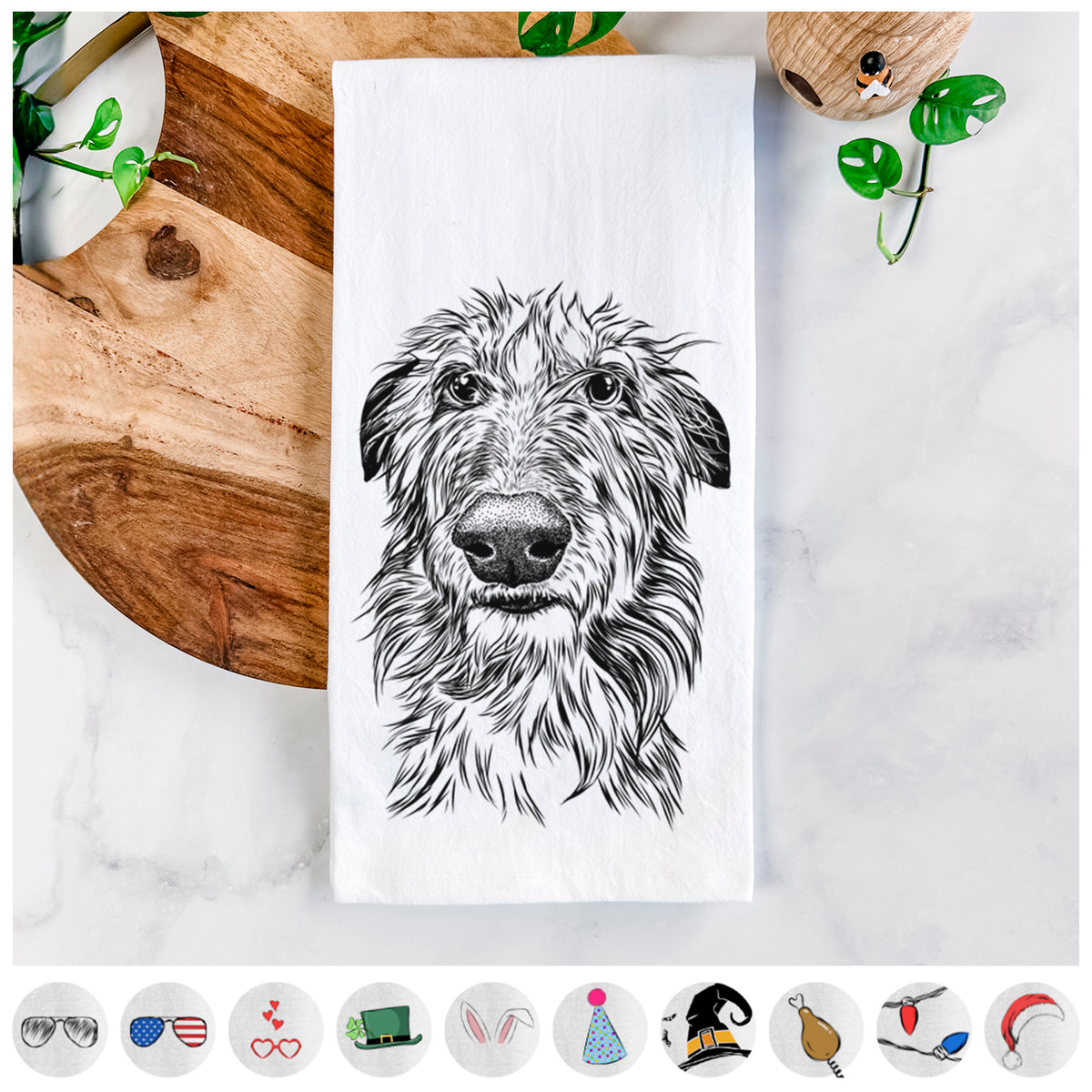 Cleod the Scottish Deerhound Tea Towel