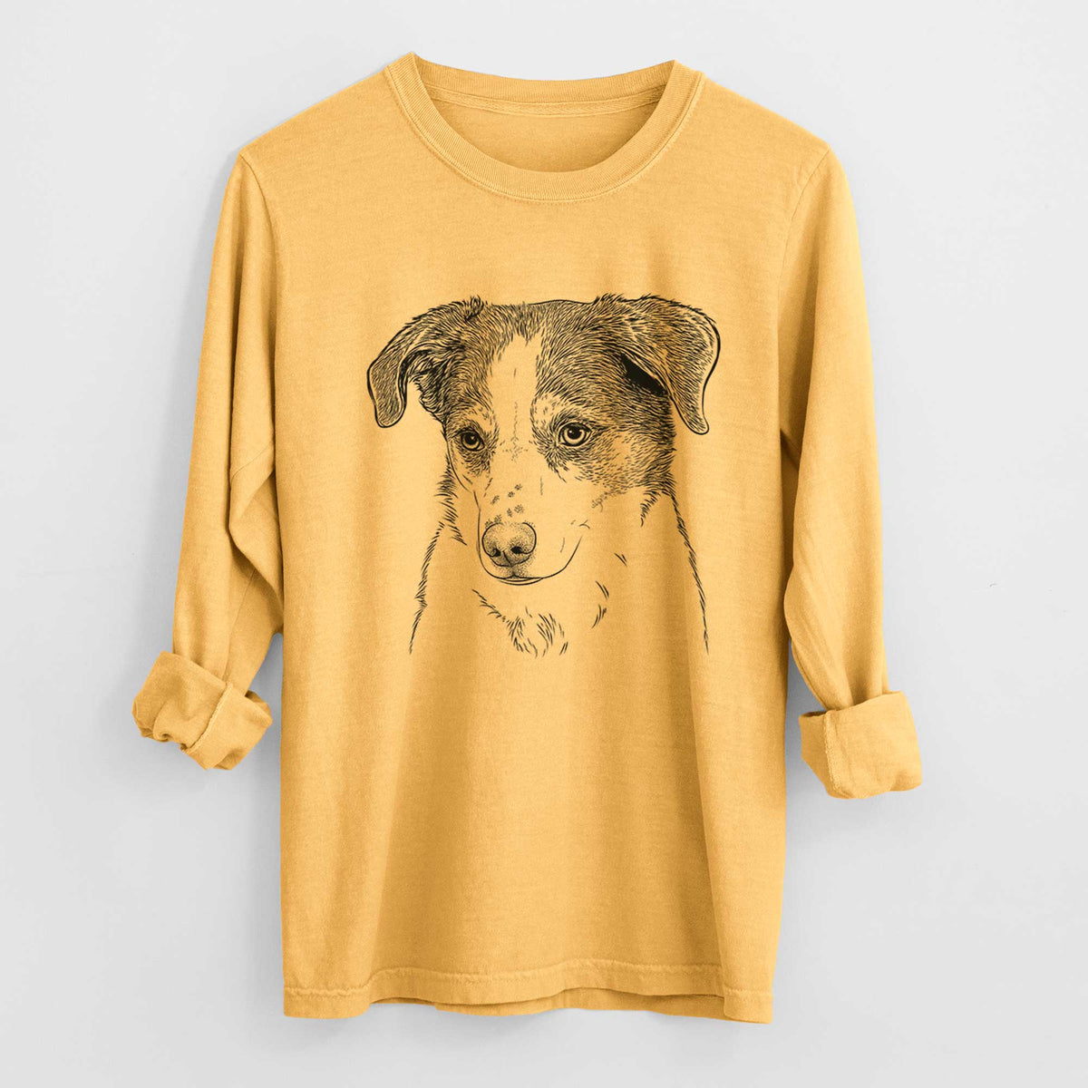 Bare Coco the Beagle Mix - Men's Heavyweight 100% Cotton Long Sleeve