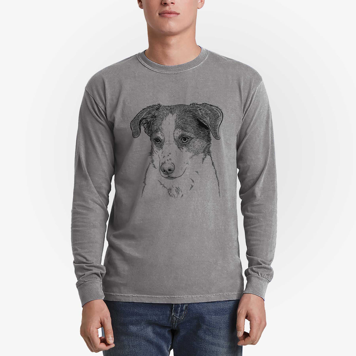 Bare Coco the Beagle Mix - Men's Heavyweight 100% Cotton Long Sleeve