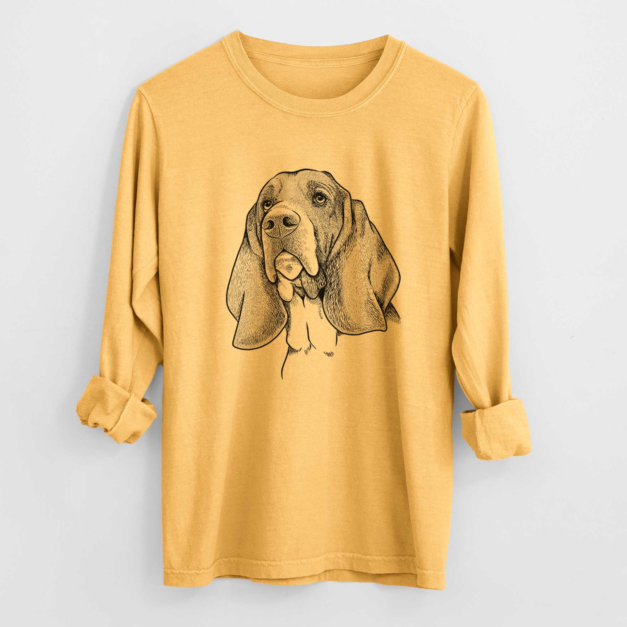 Bare Cooper the Basset Hound - Men's Heavyweight 100% Cotton Long Sleeve