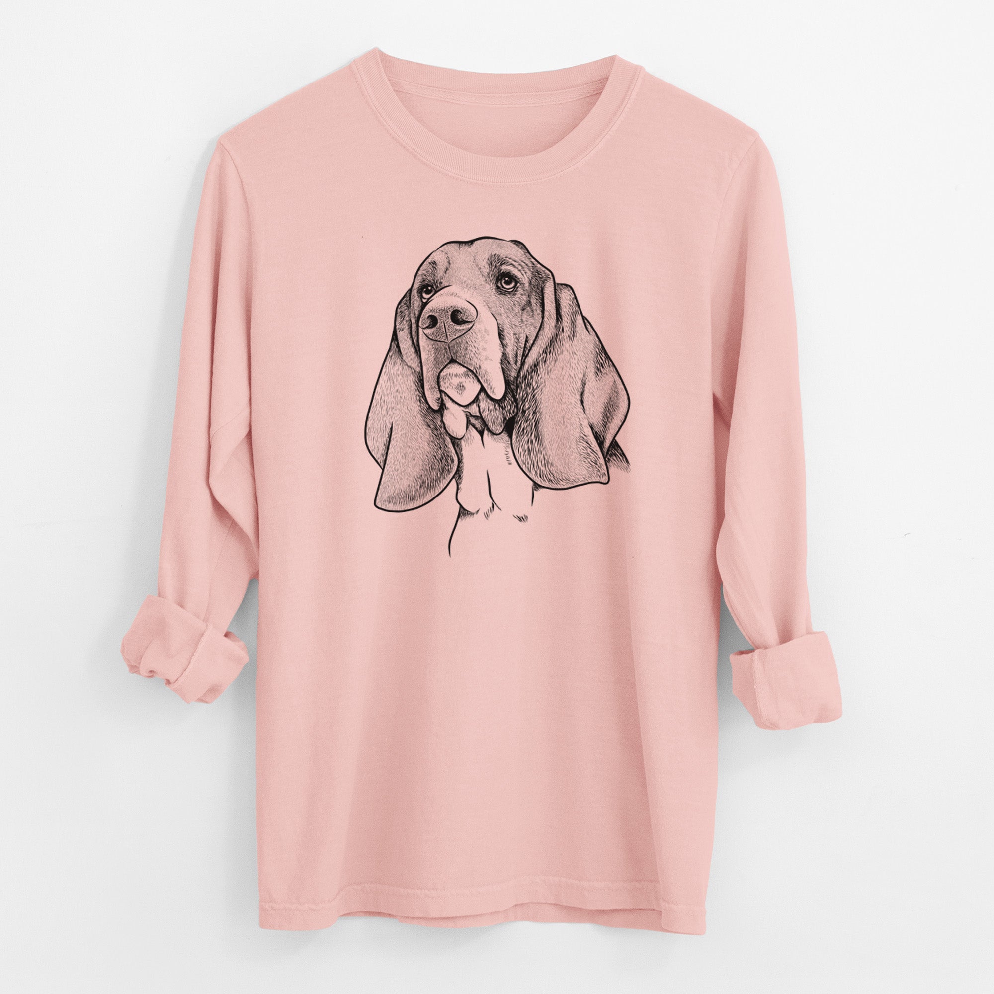 Bare Cooper the Basset Hound - Men's Heavyweight 100% Cotton Long Sleeve