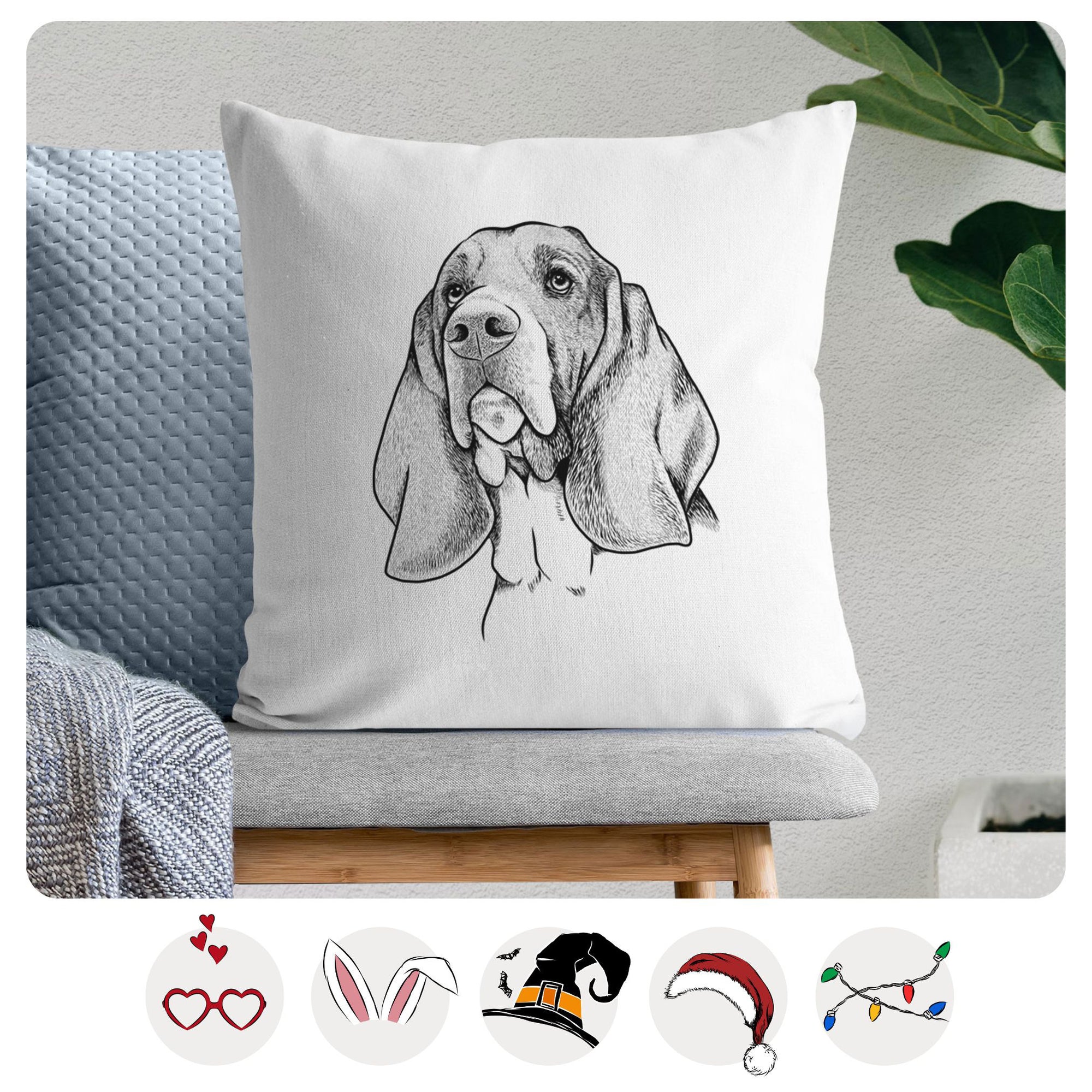 Cooper the Basset Hound - Throw Pillow Cover
