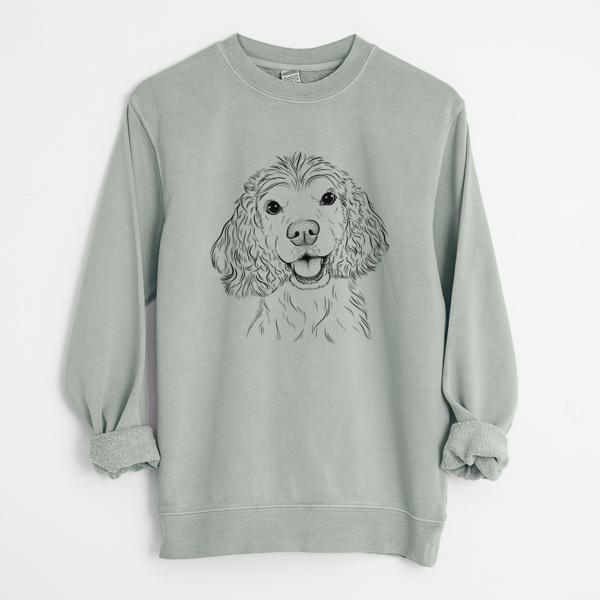 Bare Cricket the American Cocker Spaniel - Unisex Pigment Dyed Crew Sweatshirt
