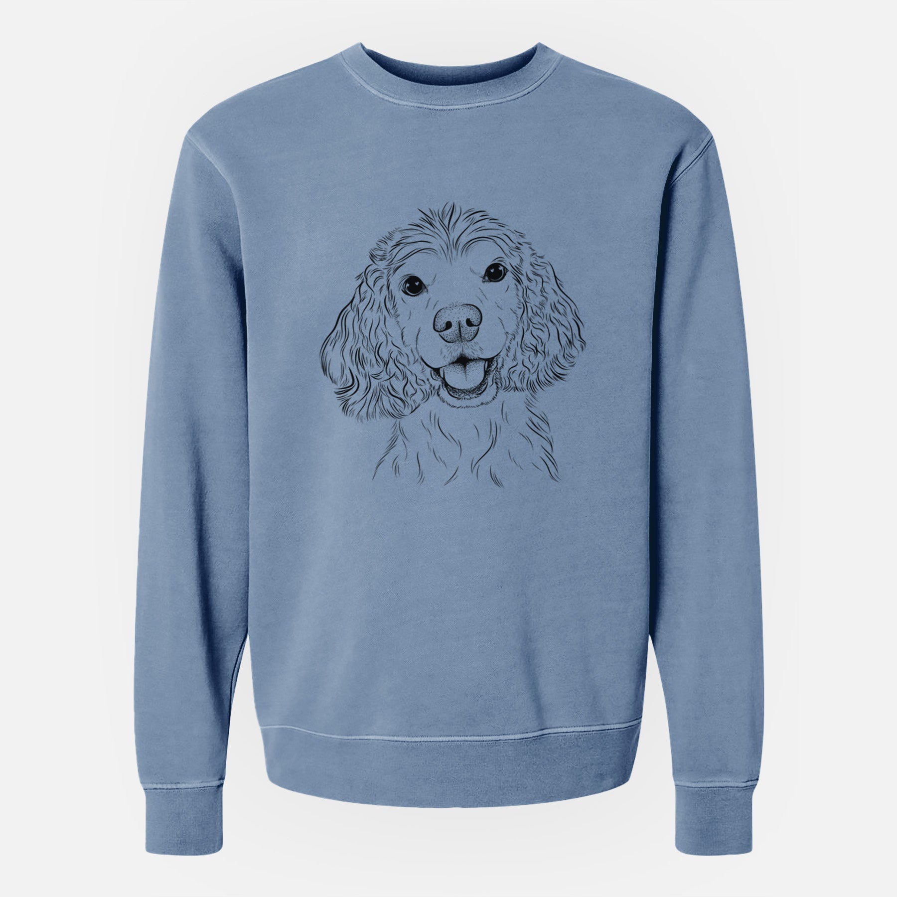 Bare Cricket the American Cocker Spaniel - Unisex Pigment Dyed Crew Sweatshirt