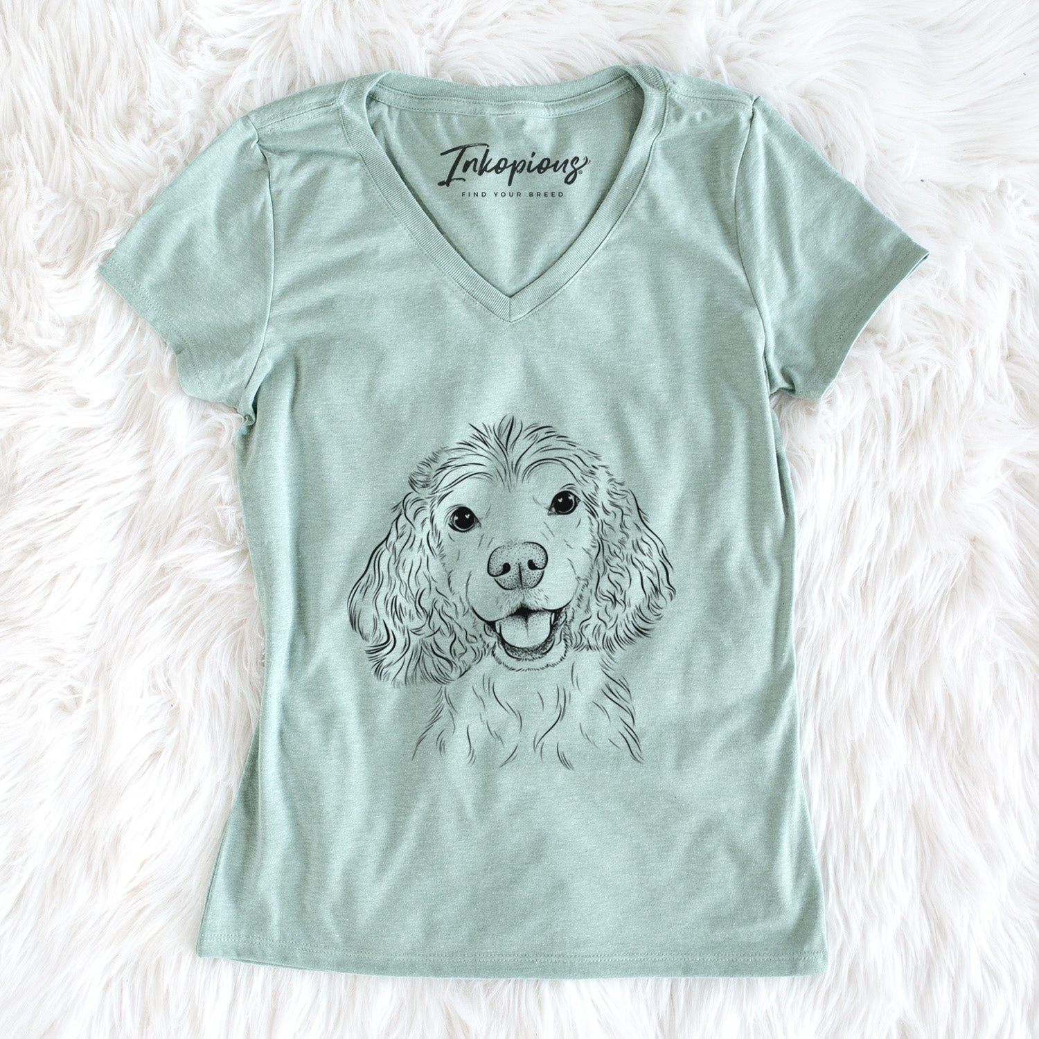 Bare Cricket the American Cocker Spaniel - Women's V-neck Shirt