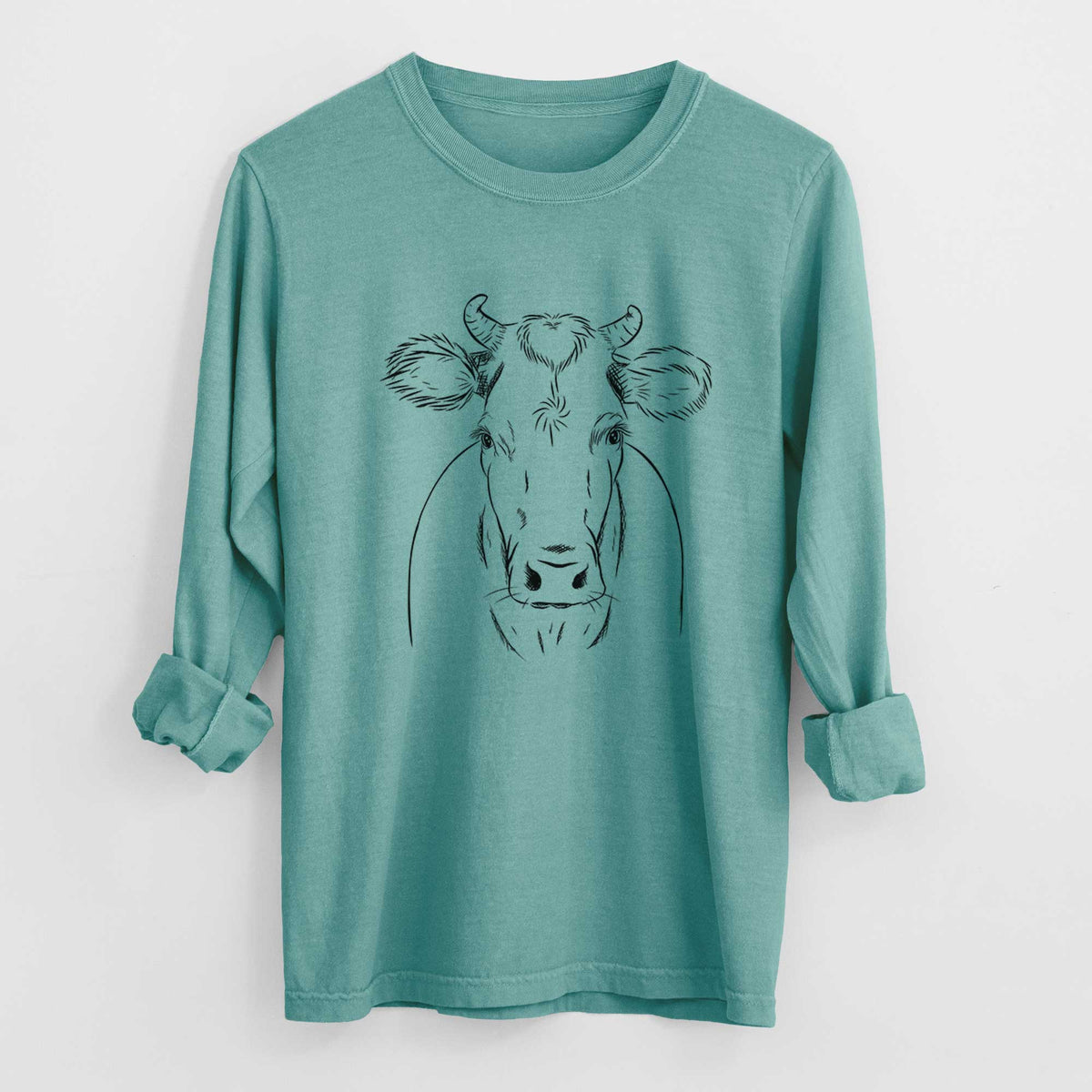 Bare Cruz the Cow - Men&#39;s Heavyweight 100% Cotton Long Sleeve