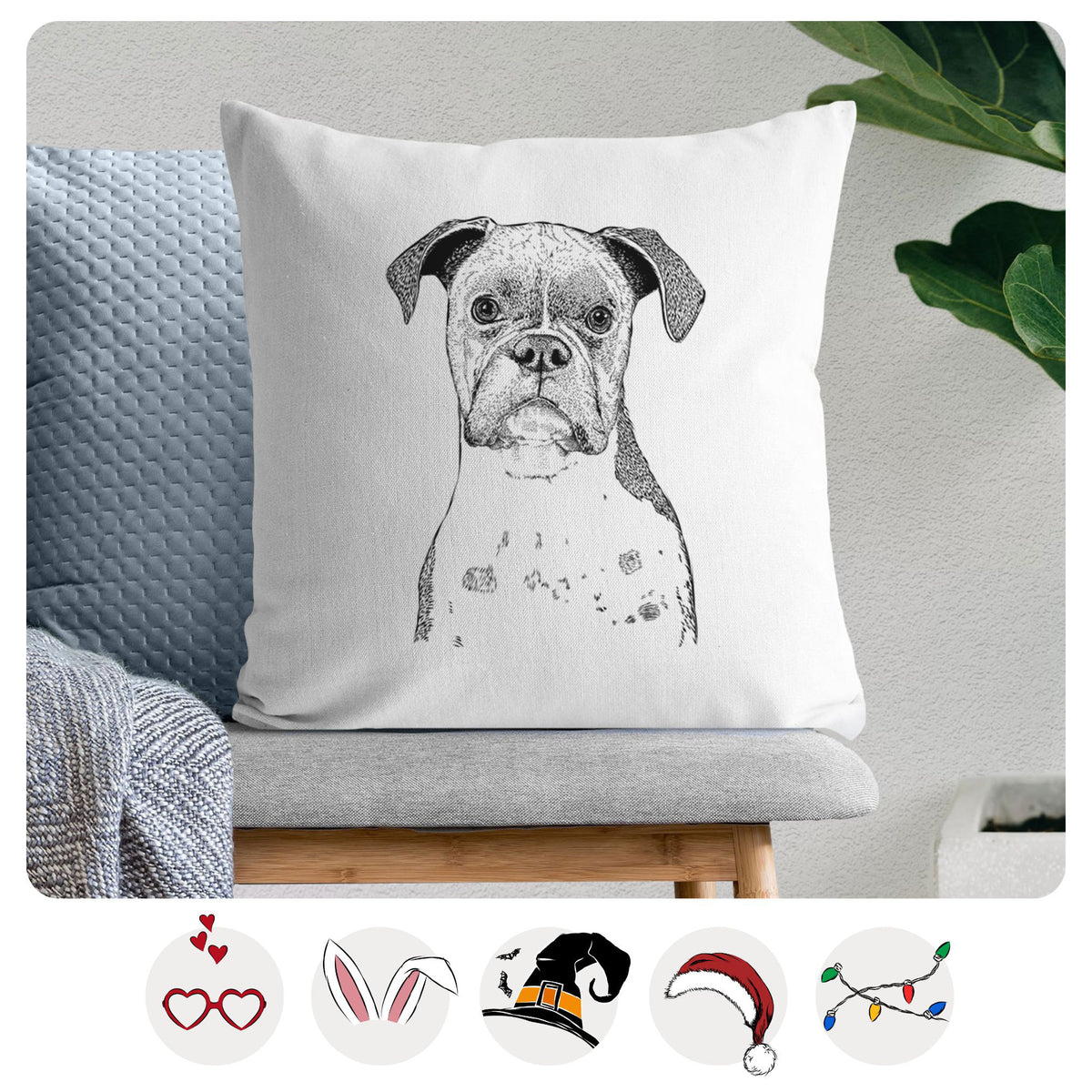 Daisy the Boxer - Throw Pillow Cover