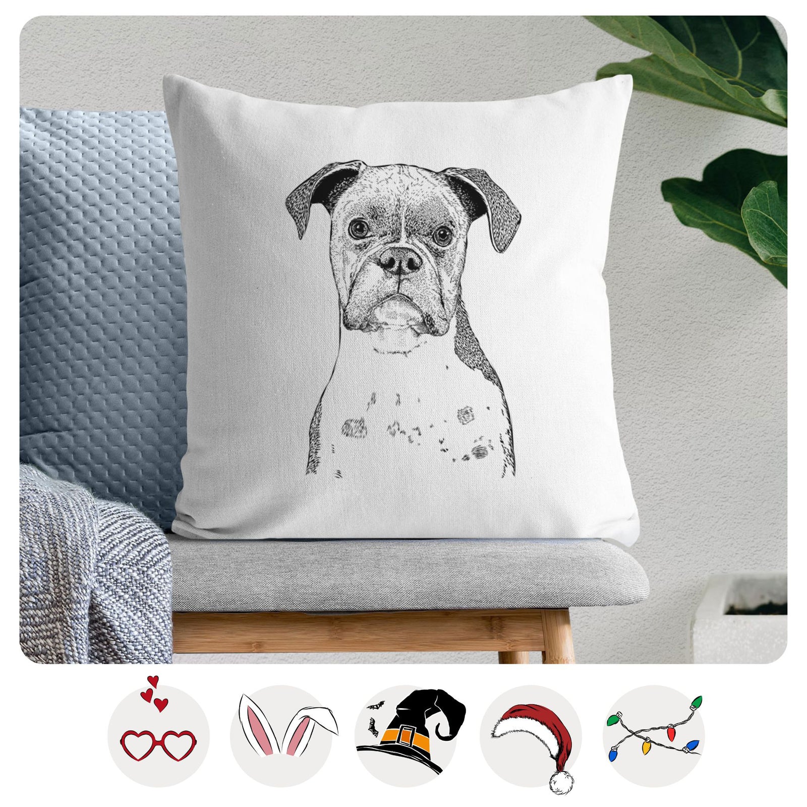Daisy the Boxer - Throw Pillow Cover