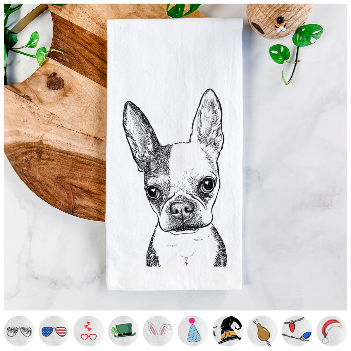 Daisy the Boston Terrier Tea Towel