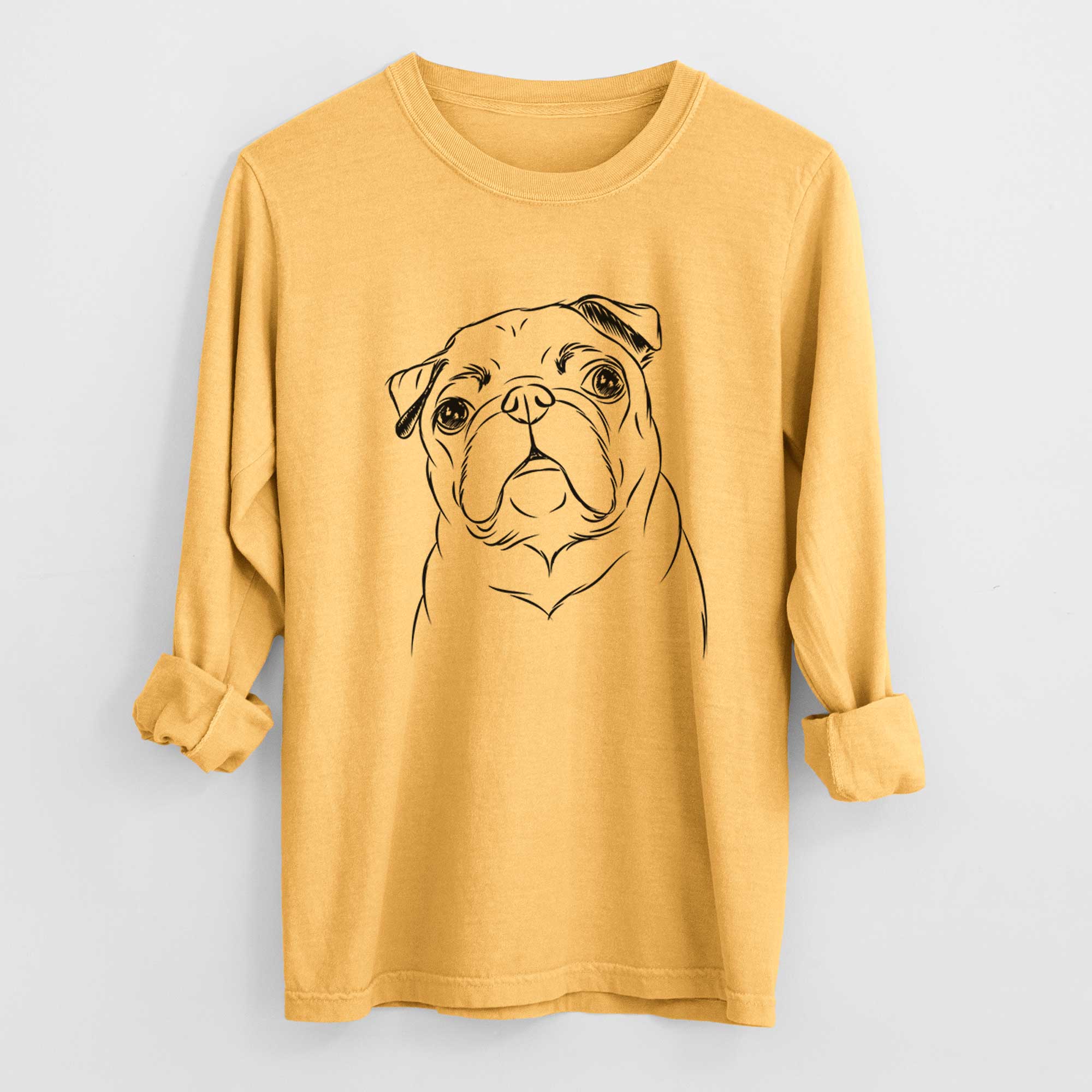 Bare Darling Chloe the Pug - Men's Heavyweight 100% Cotton Long Sleeve