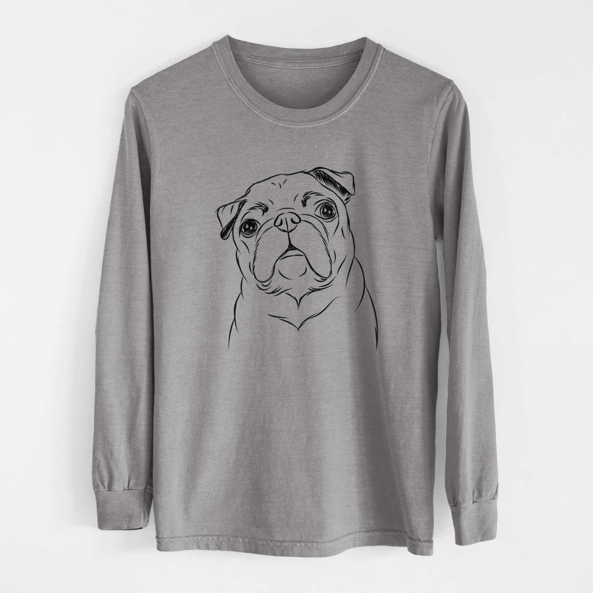 Bare Darling Chloe the Pug - Men's Heavyweight 100% Cotton Long Sleeve