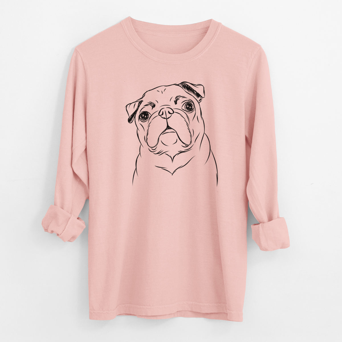 Bare Darling Chloe the Pug - Men's Heavyweight 100% Cotton Long Sleeve