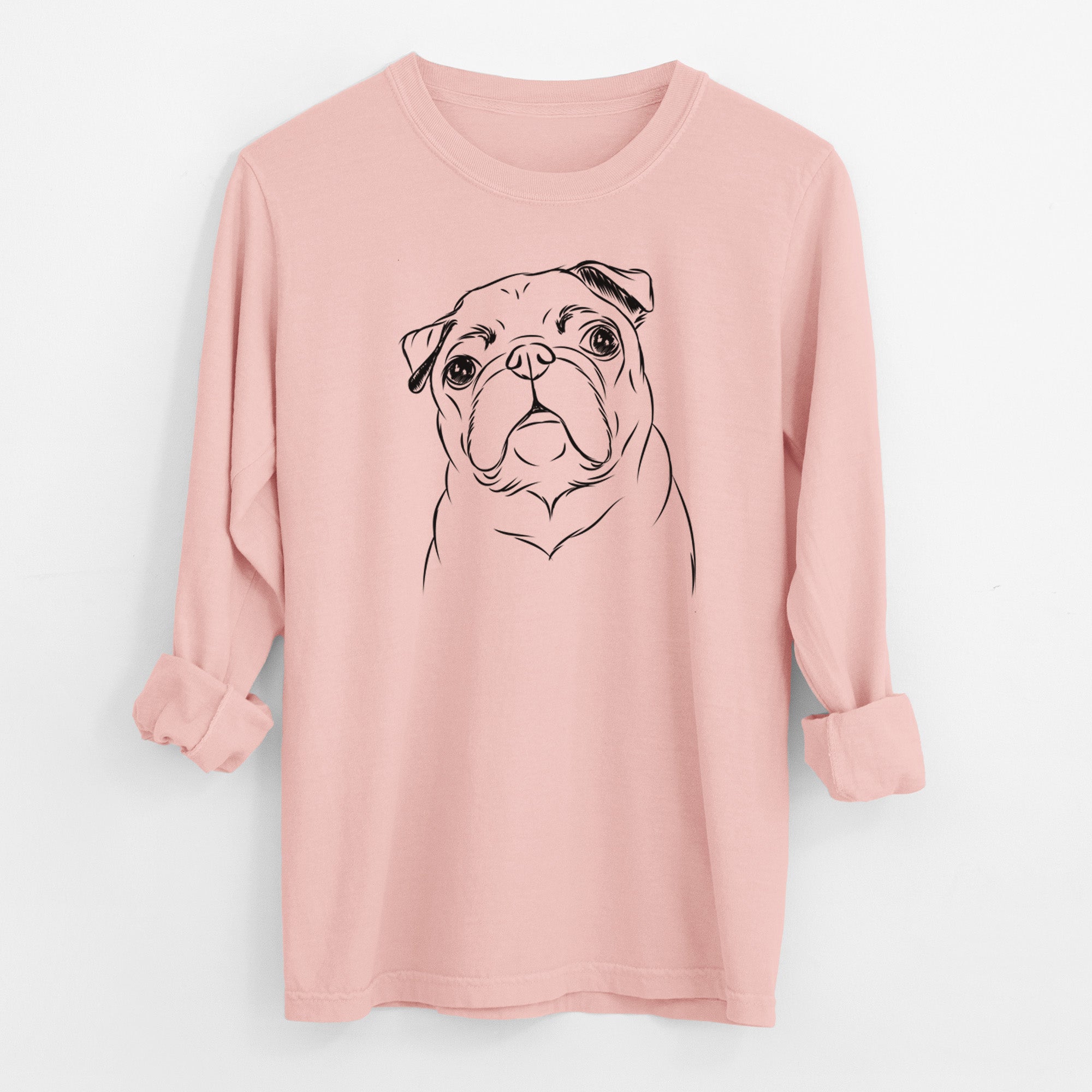 Bare Darling Chloe the Pug - Men's Heavyweight 100% Cotton Long Sleeve